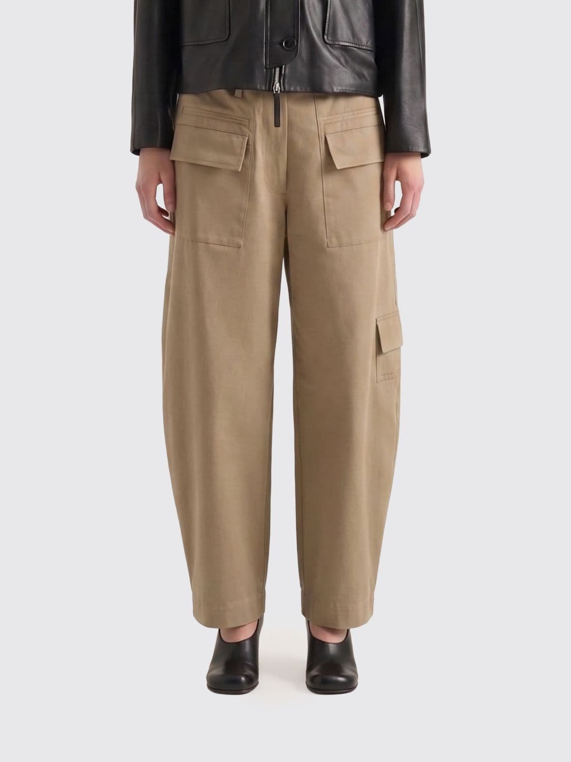 Proenza Schouler Wide-Leg Stretch-Cotton Cargo Trousers with Mid-Rise Waist