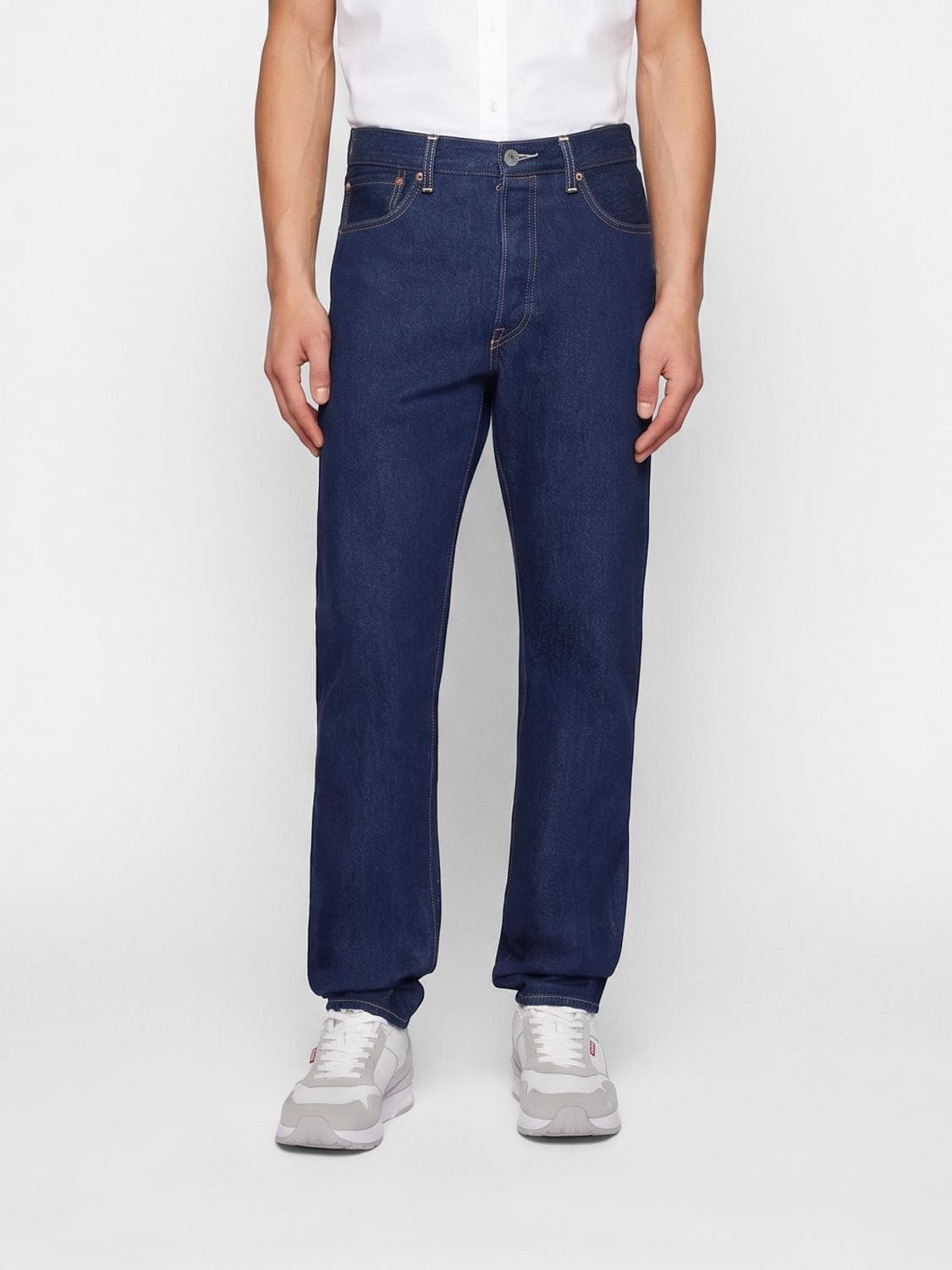 Levi's Blue Tab Straight Fit Cotton Denim Jeans with a Five-Pocket Design