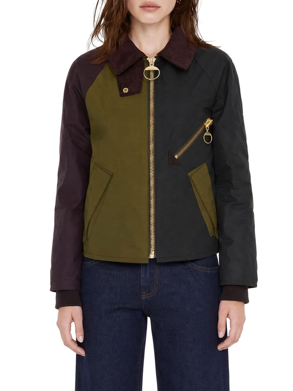 Barbour Arlene Waxed Cotton Shirt Jacket with Velvet Collar