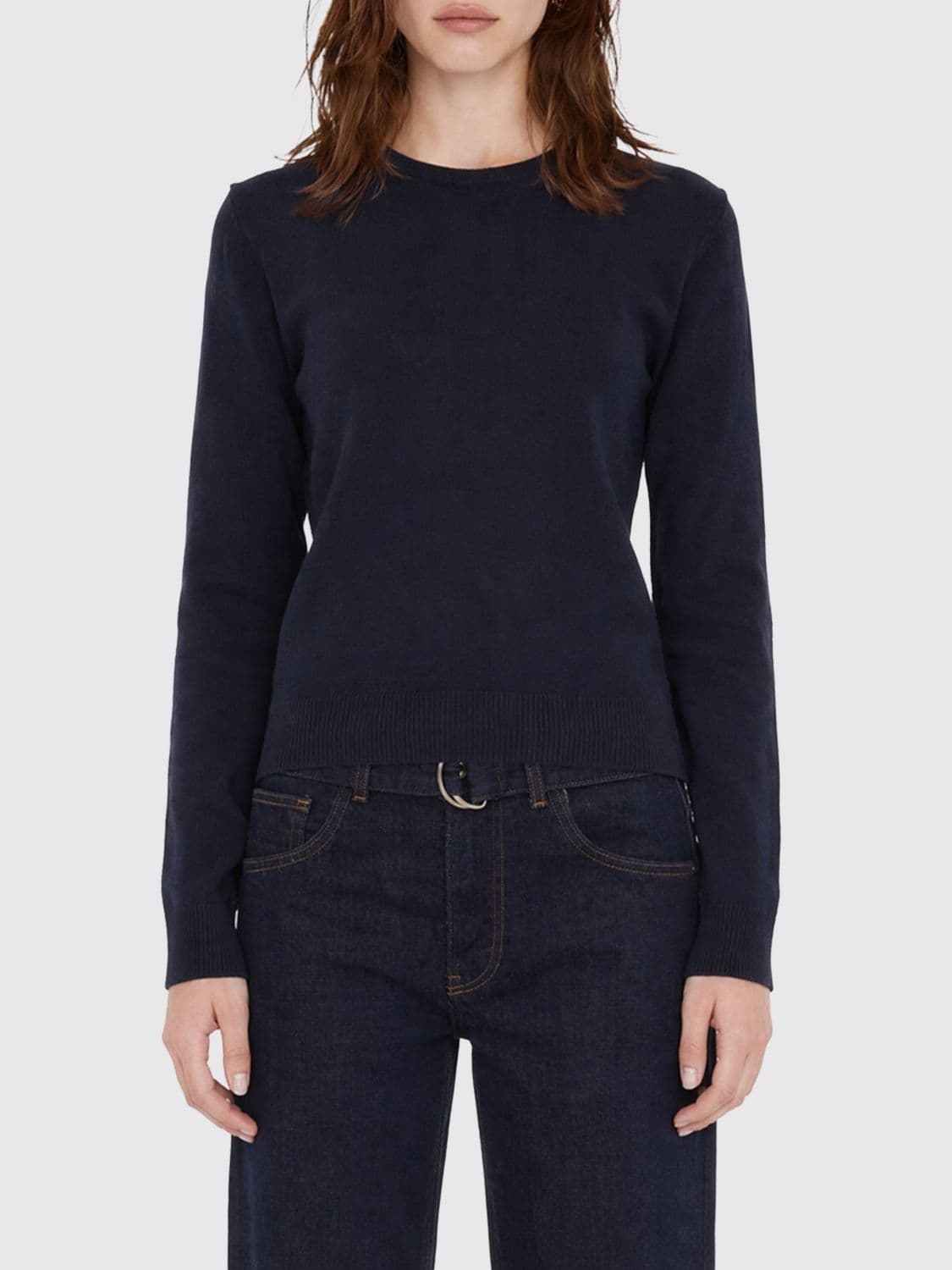 Barbour Slim Fit Wool and Cotton Blend Crew Neck Jumper with Patches