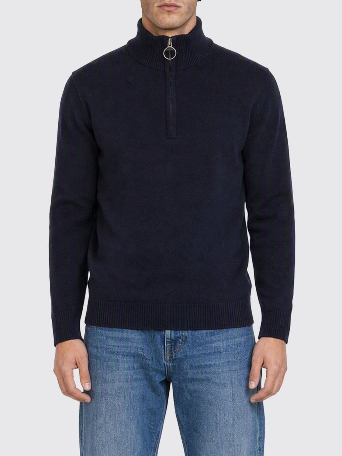 Barbour 100% Wool Half-Zip High Neck Jumper with Applied Patches