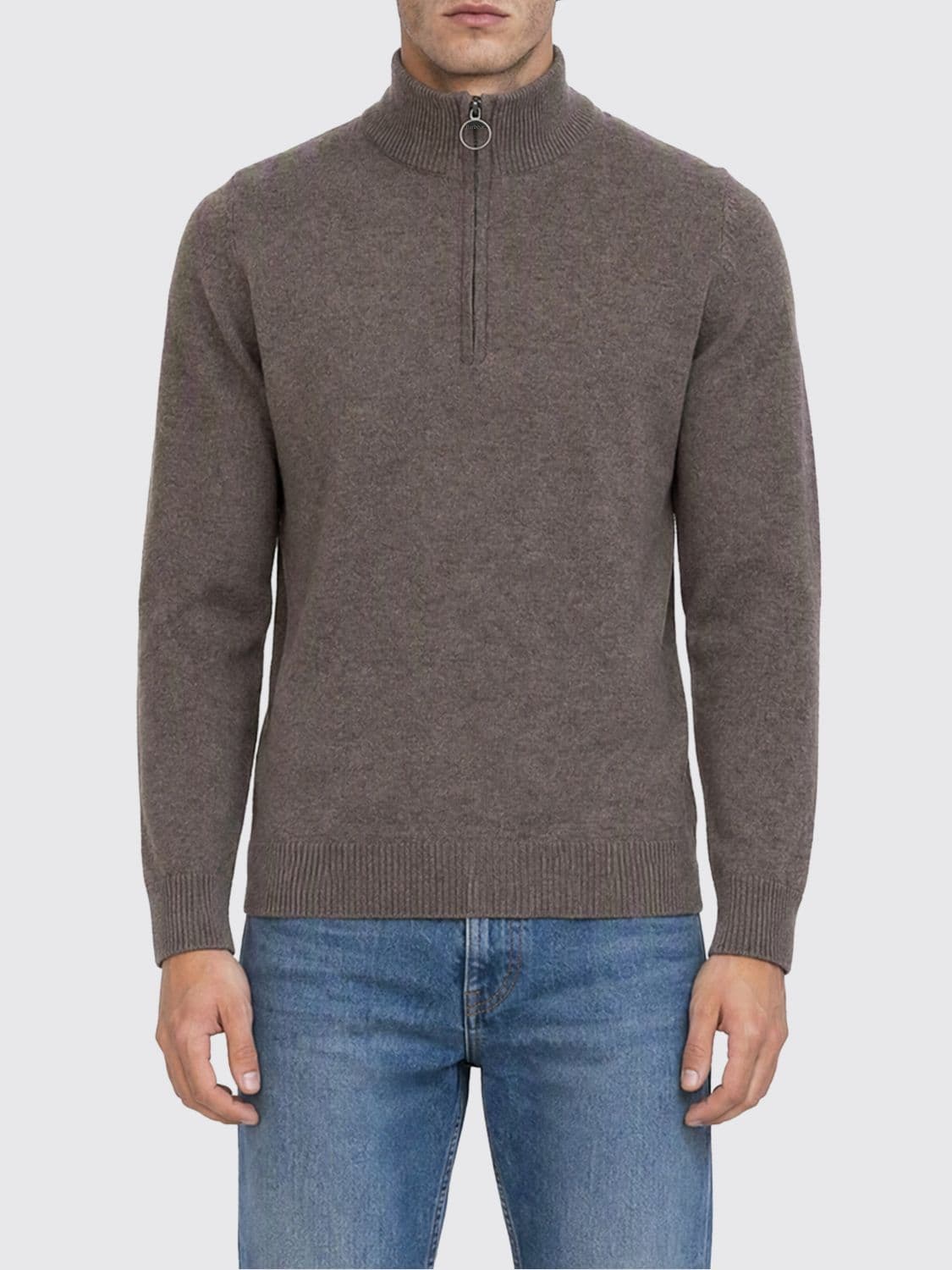 Barbour 100% Wool Half-Zip High Neck Jumper with Applied Patches