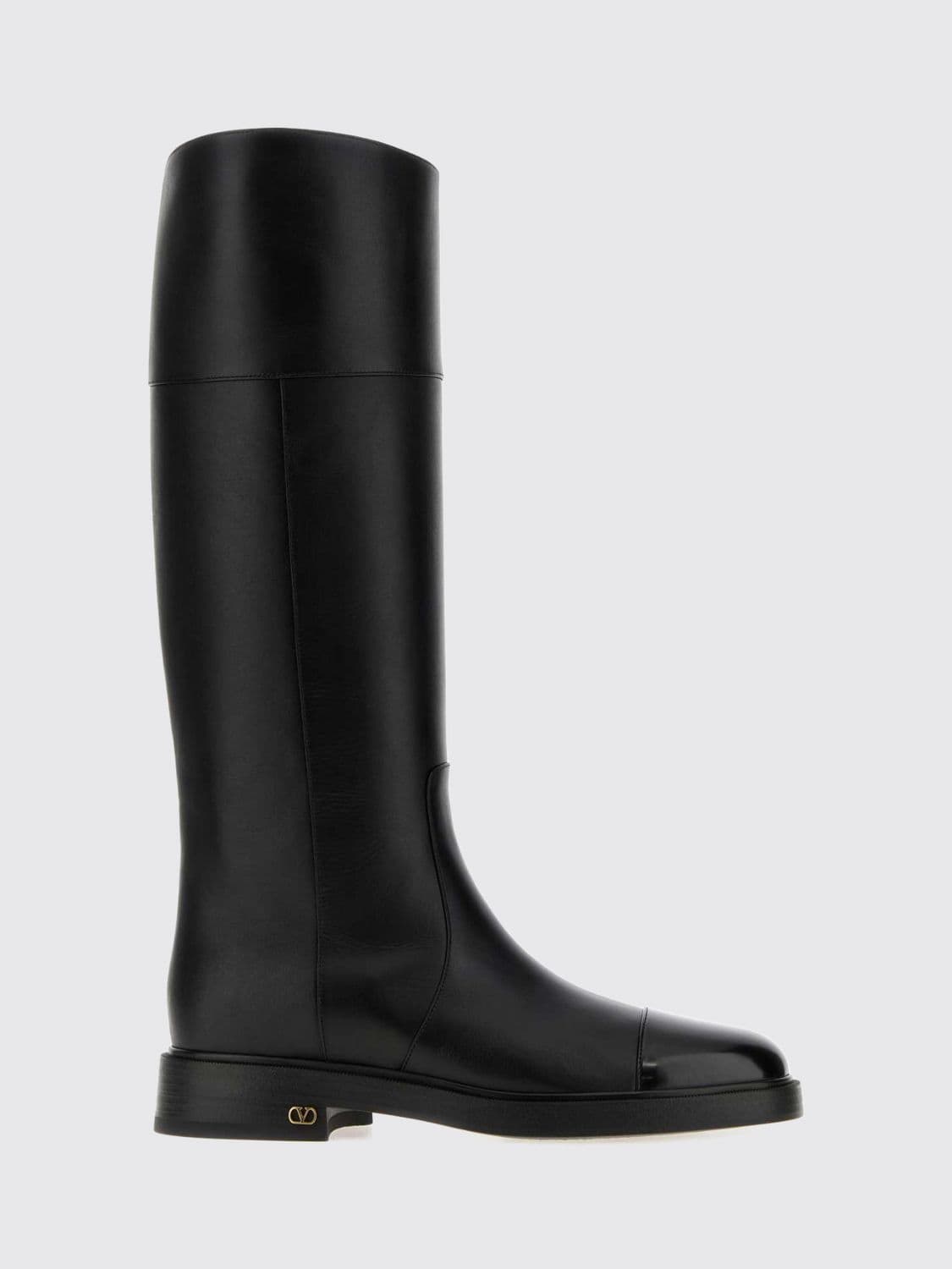 Valentino Garavani Knee-High Boots in Calfskin Leather with VLogo Detail