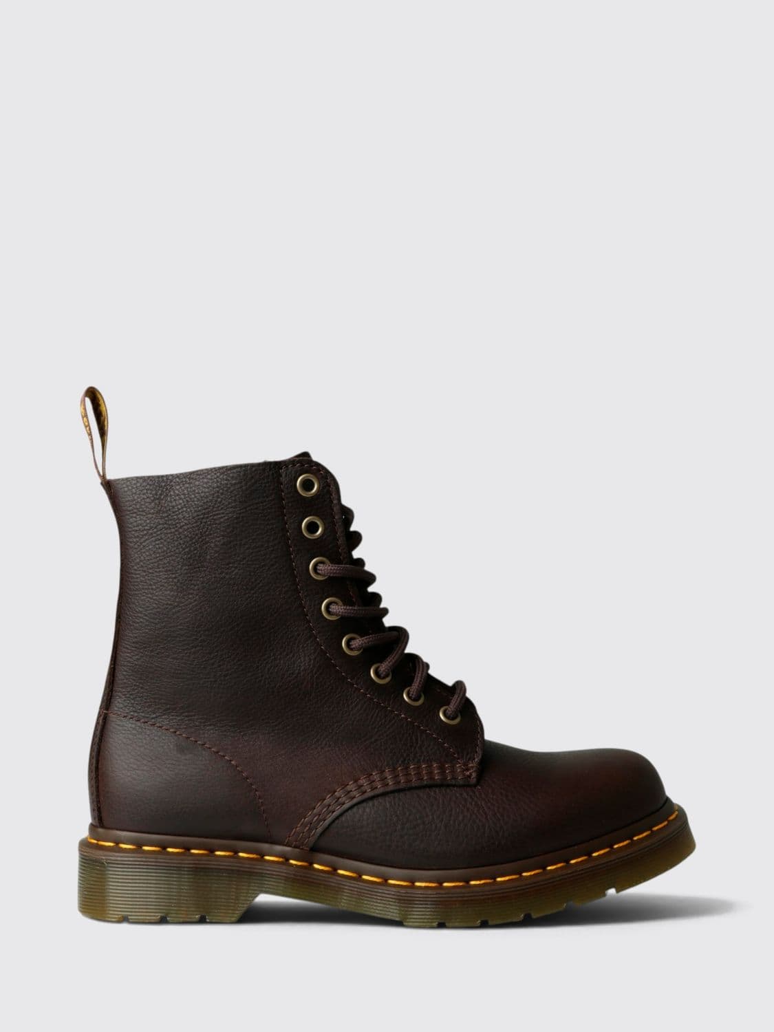 Dr. Martens 1460 Pascal Leather Combat Boots in Brown with Rubber Sole
