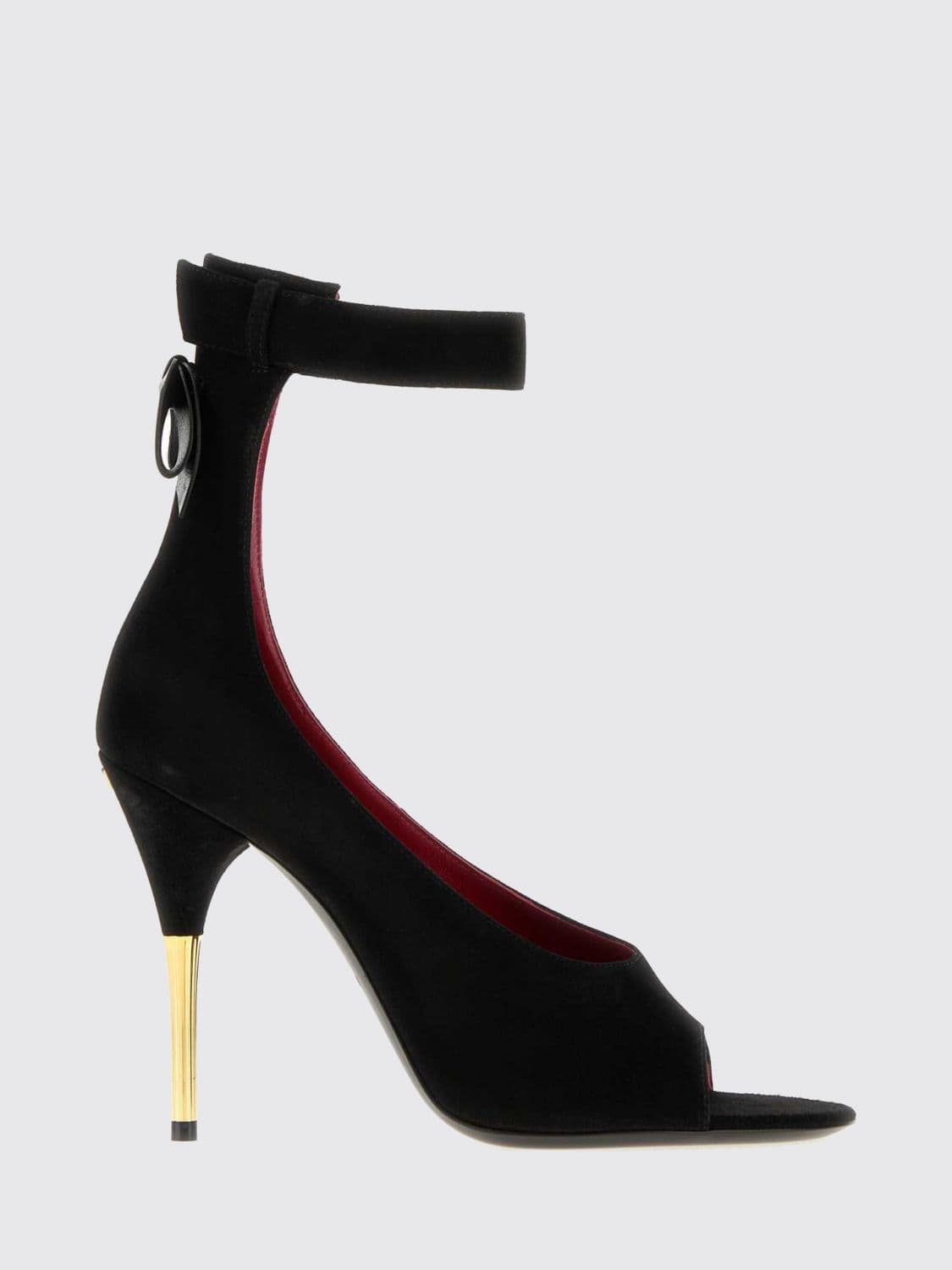 Valentino Garavani Fatale Suede High Heel Peep-Toe Sandals with Bow Detail