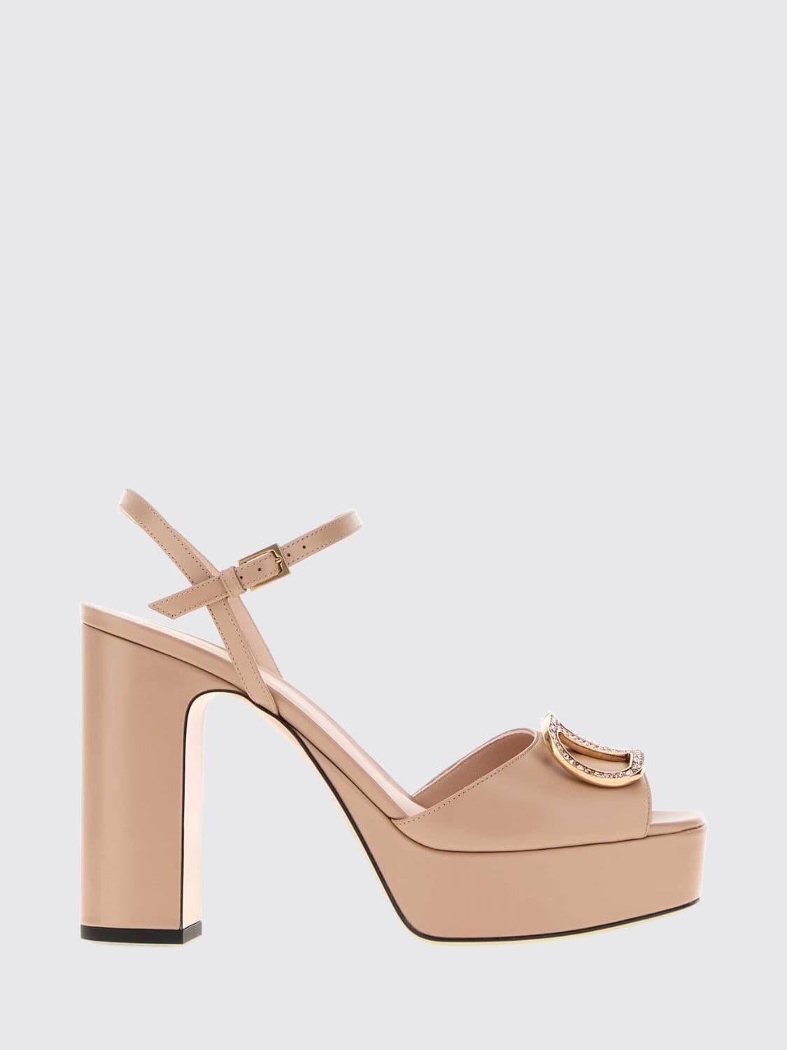 Valentino Garavani VLogo Signature Leather Platform Sandals with High Block Heel