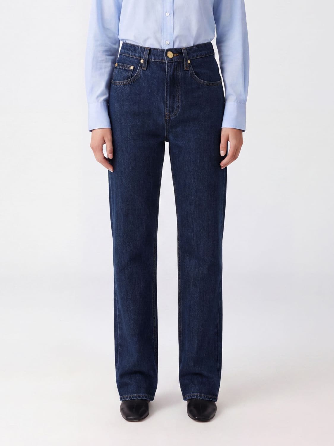 Jil Sander High-Waisted Straight Leg Jeans in Five-Pocket Denim