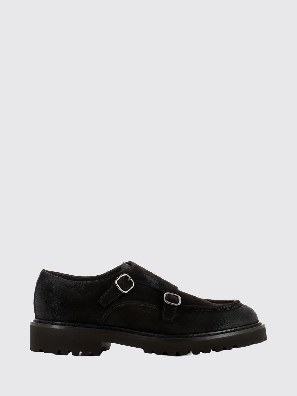 Doucal's Suede Calfskin Double Monk Strap Shoes