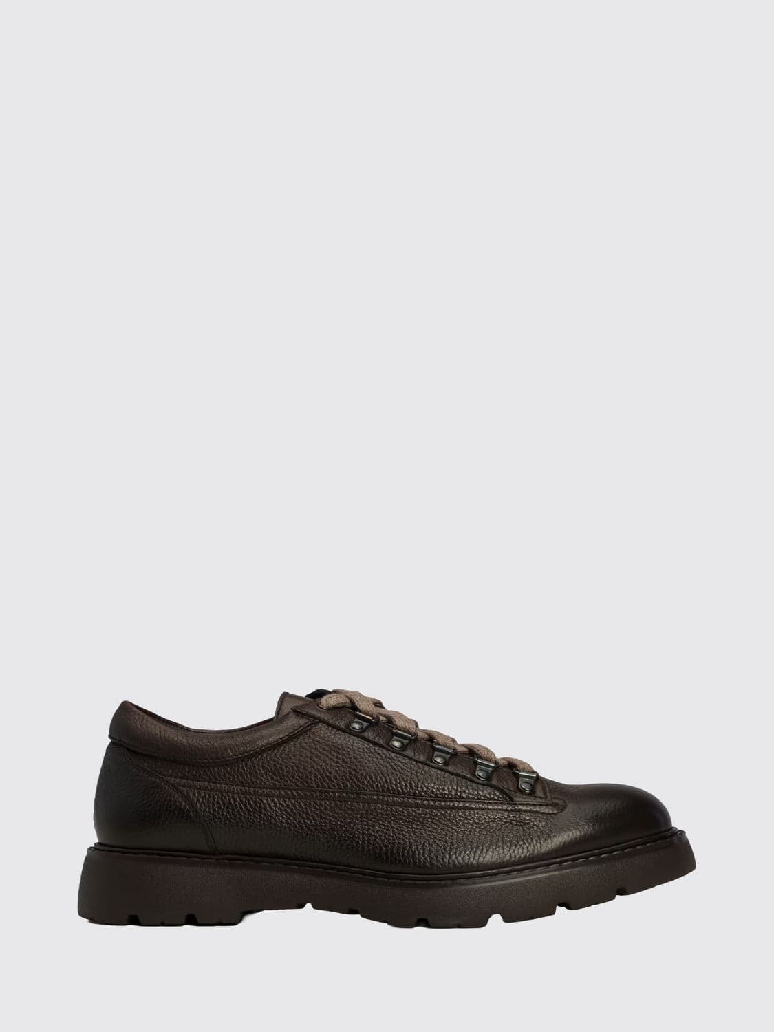 Doucal's Pebbled Calfskin Derby Shoes with Padded Ankle