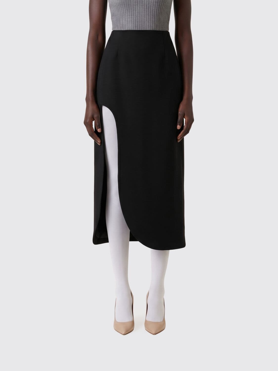 Jil Sander High-Waisted Asymmetric Virgin Wool Midi Skirt with Slim Fit