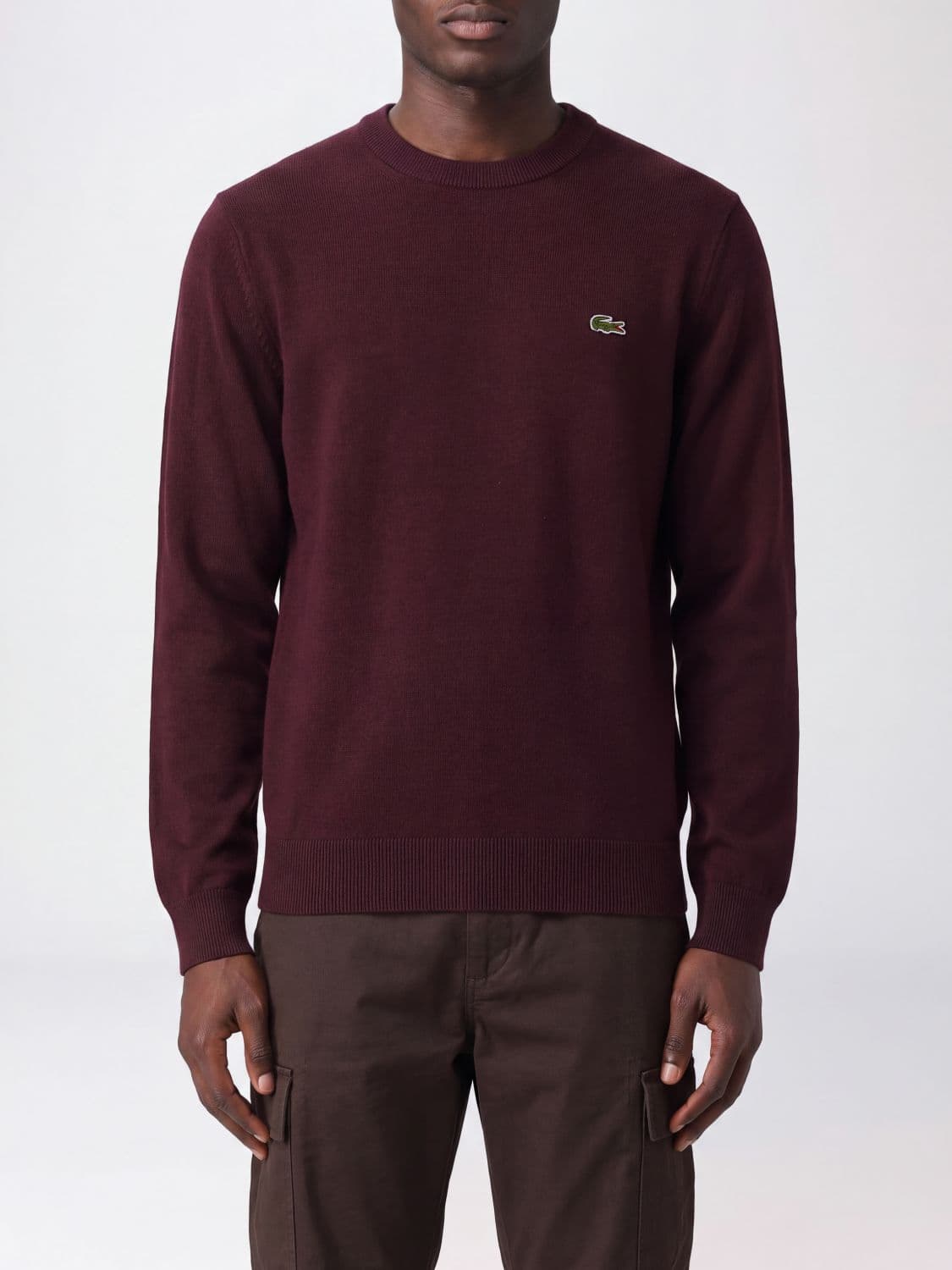 Lacoste Crew Neck Cotton Blend Jumper with Contrasting Logo Patch