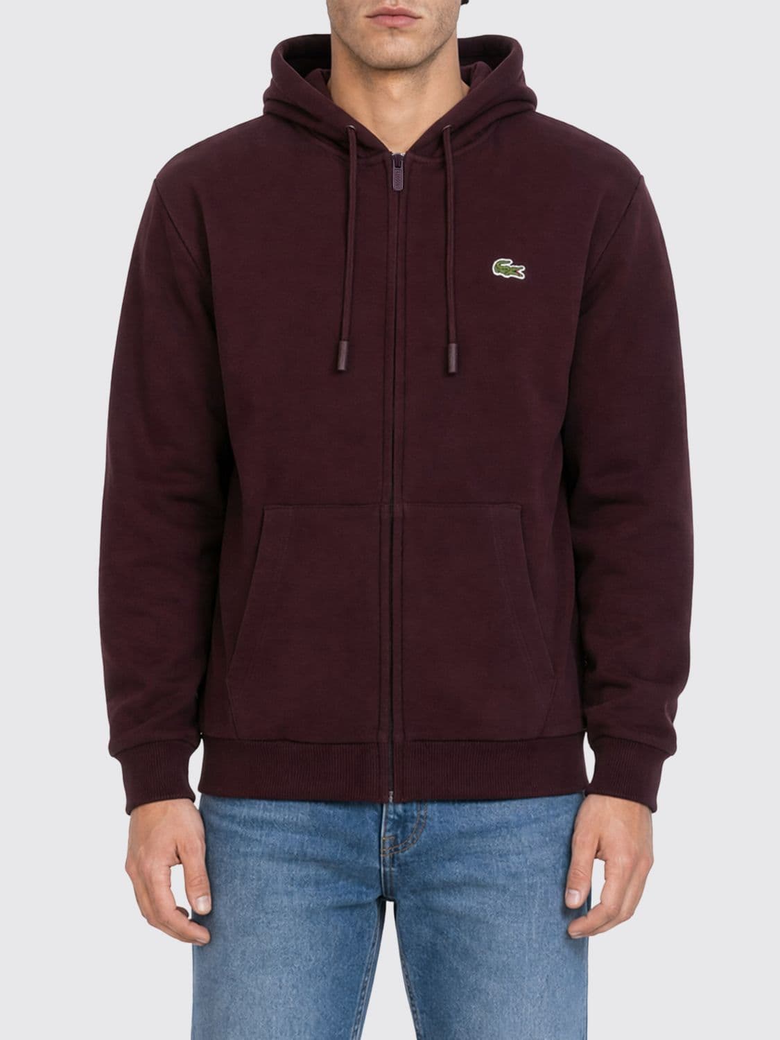 Lacoste Cotton-Blend Zip-Up Hoodie with Applied Logo