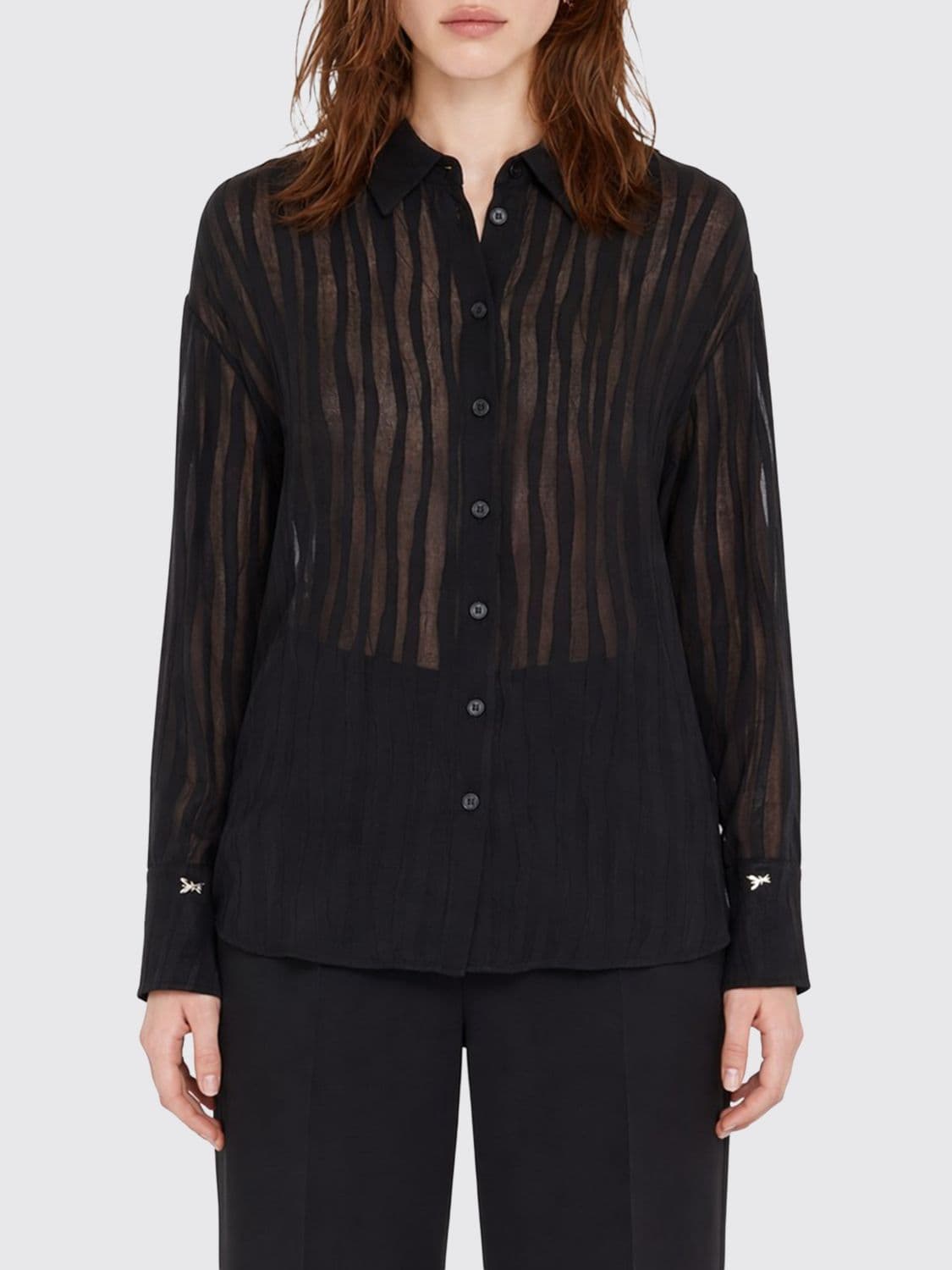 Patrizia Pepe Relaxed Fit Viscose Blend Shirt with French Collar