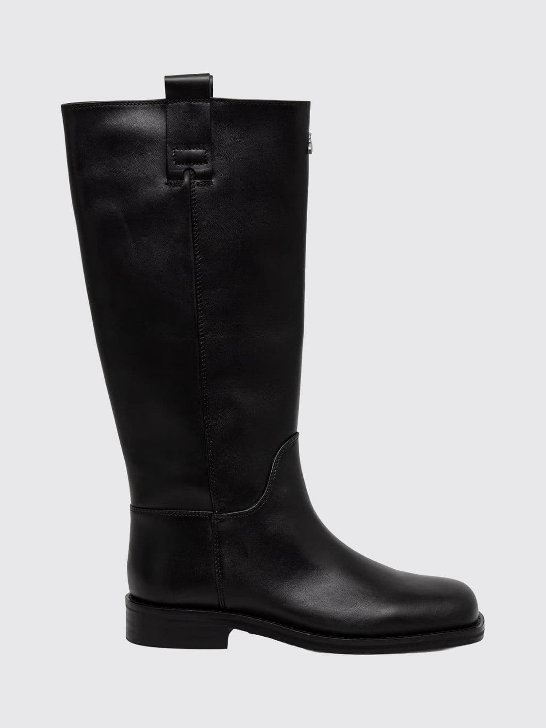 Patrizia Pepe Leather Knee-High Biker Boots with Fly Logo