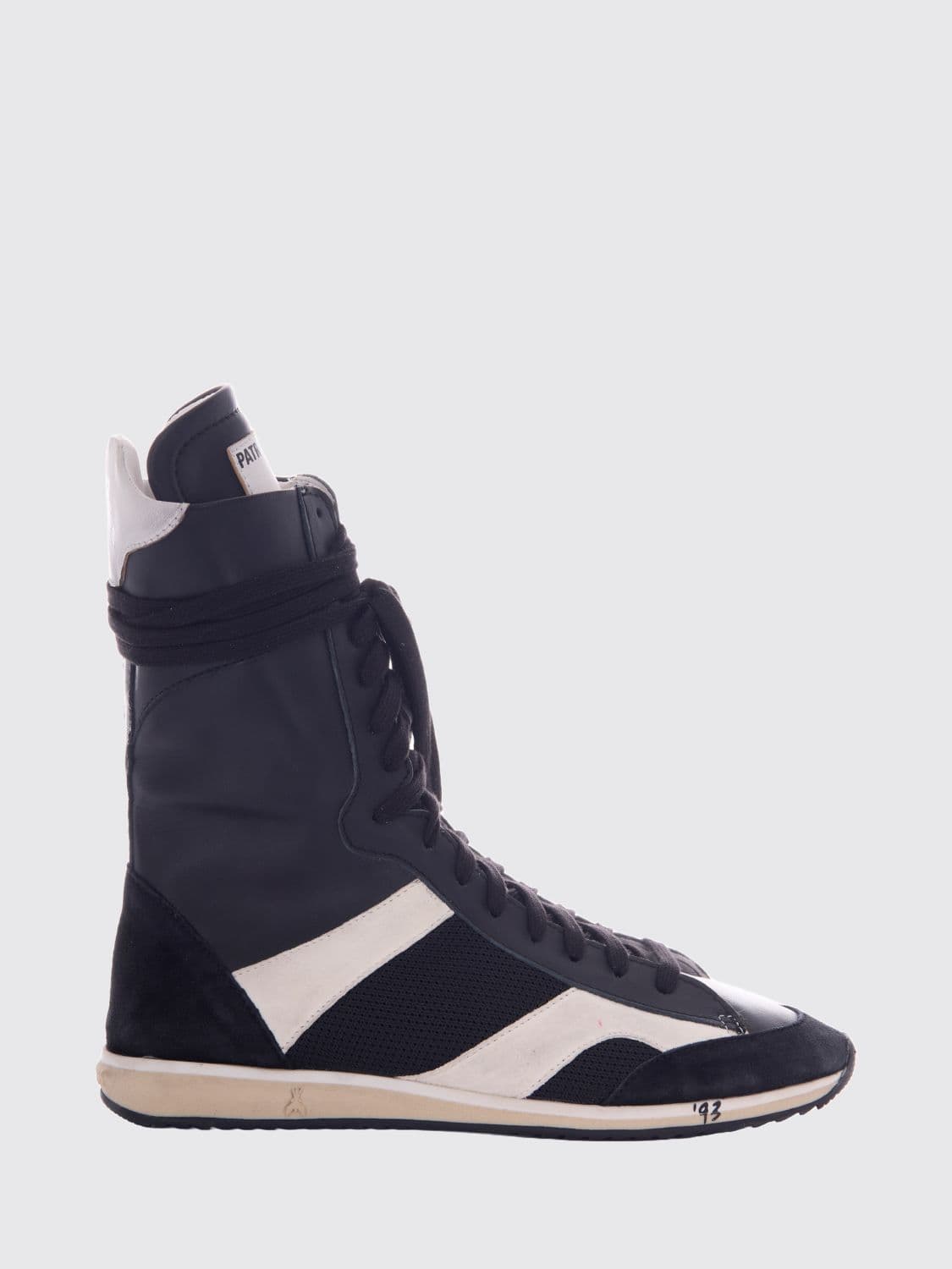 Patrizia Pepe Leather and Suede High-Top Sneakers with Applied Logo