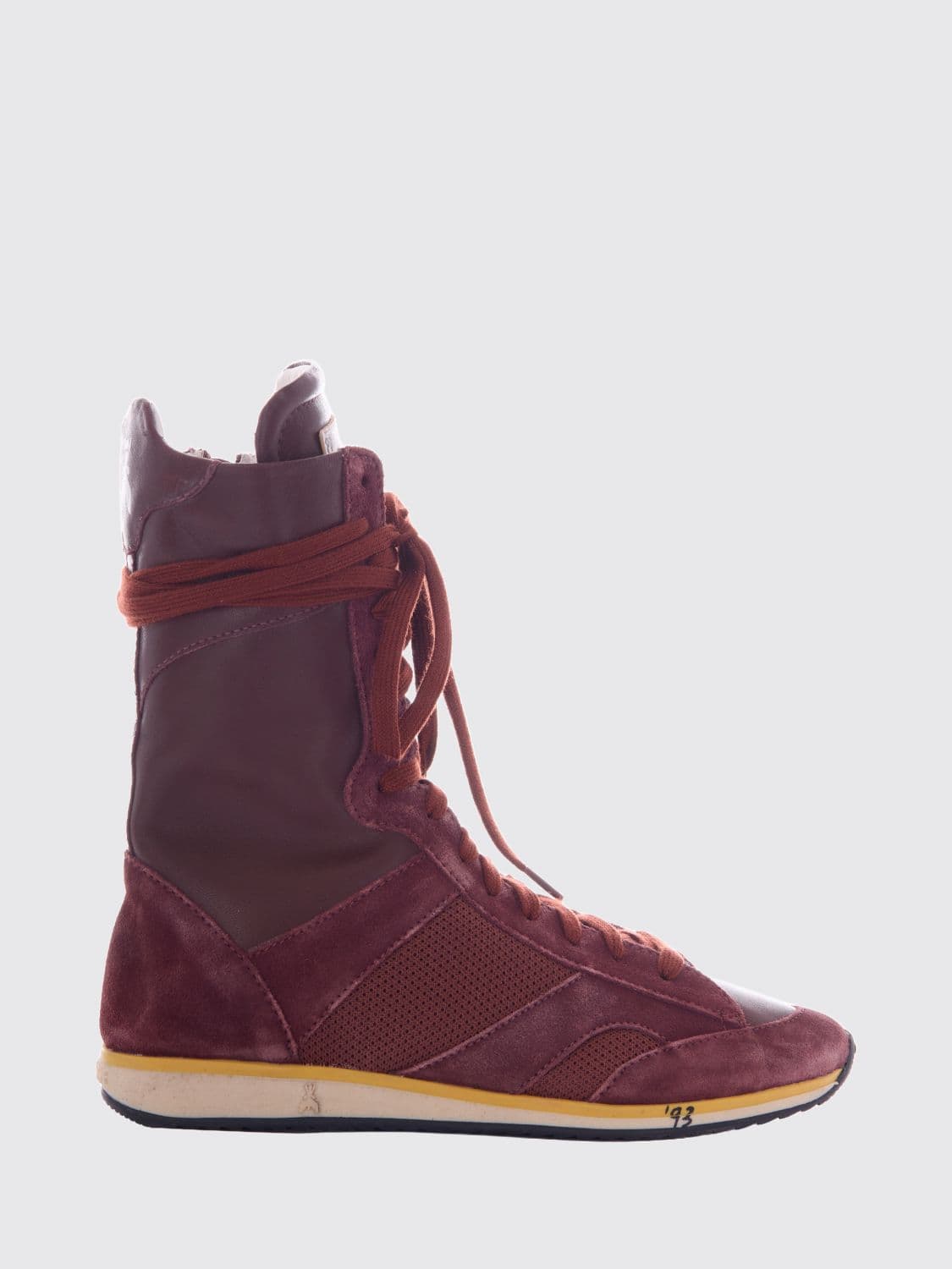Patrizia Pepe Leather and Suede High-Top Sneakers with Applied Logo