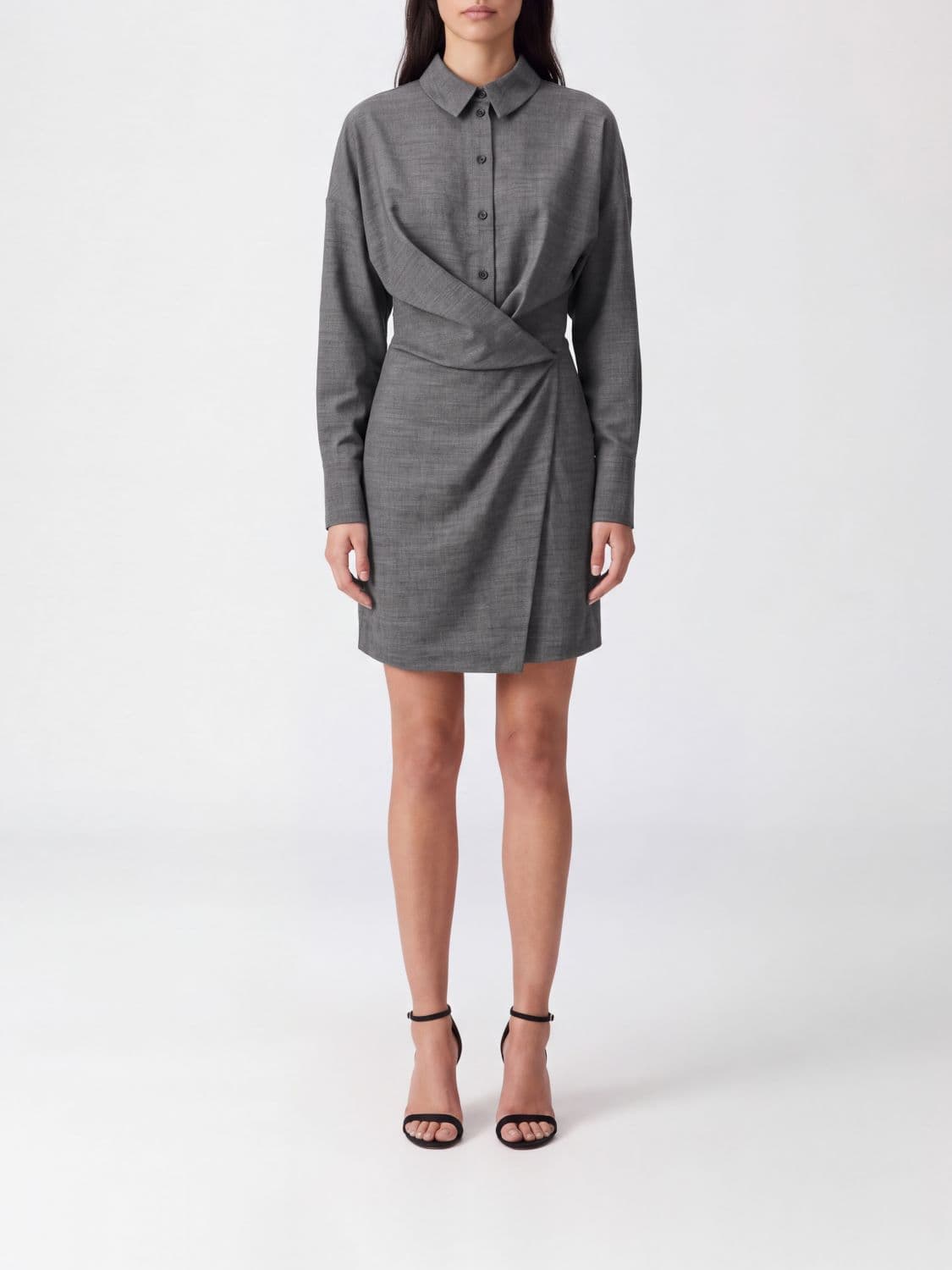 Patrizia Pepe Draped Mini Shirt Dress with Side Slit
