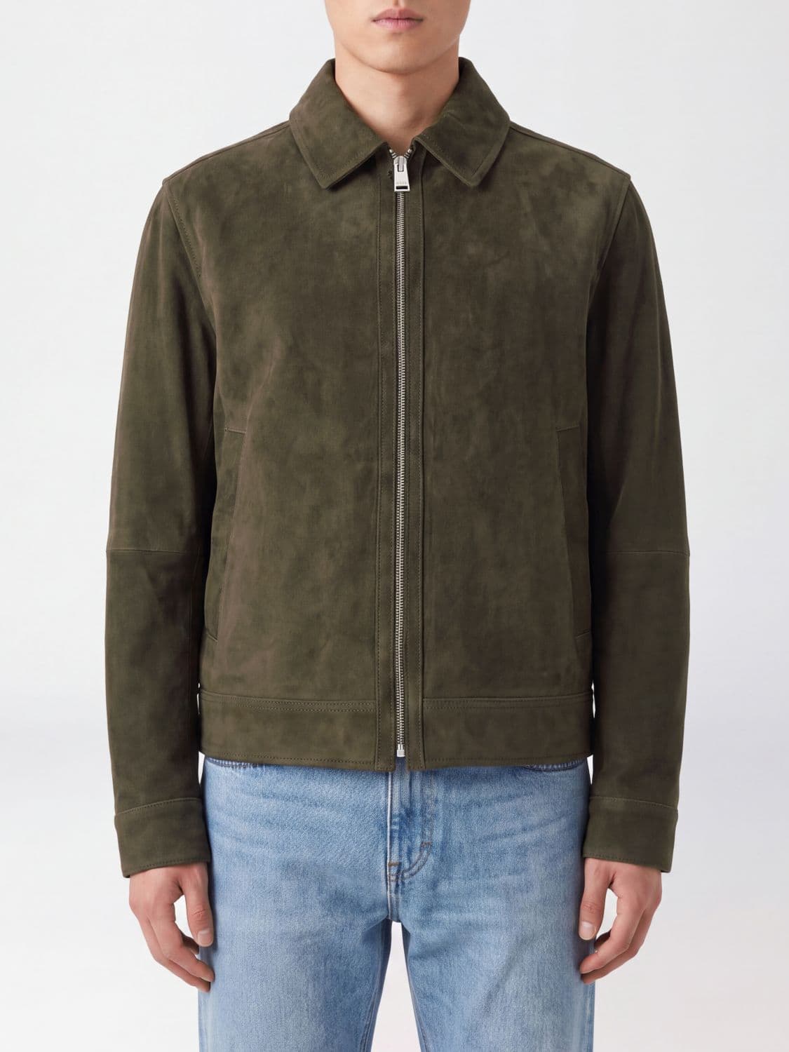 Boss Suede Sheepskin Jacket with Zip Closure