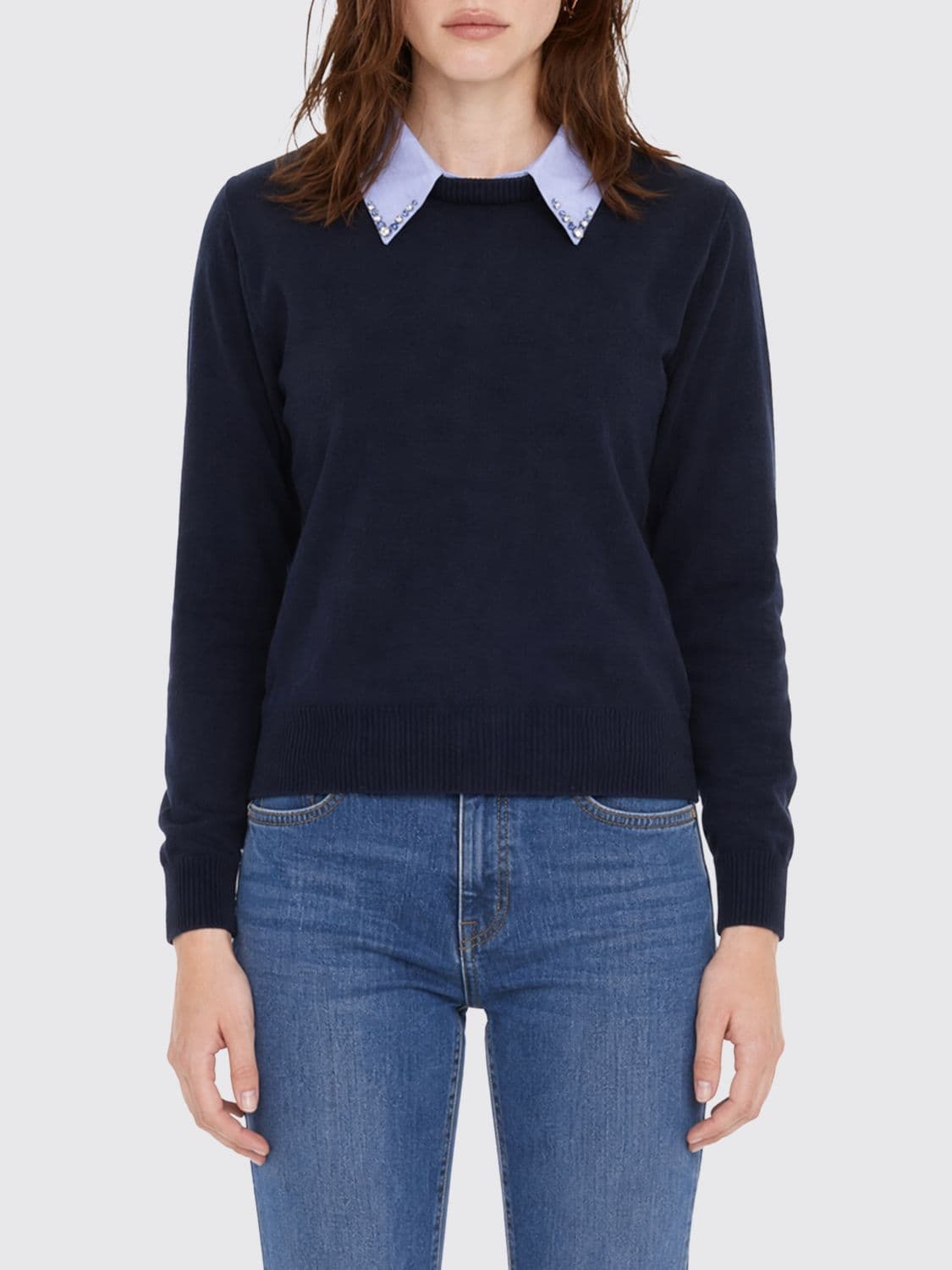 Liu Jo Jewel Collar Wool Blend Jumper