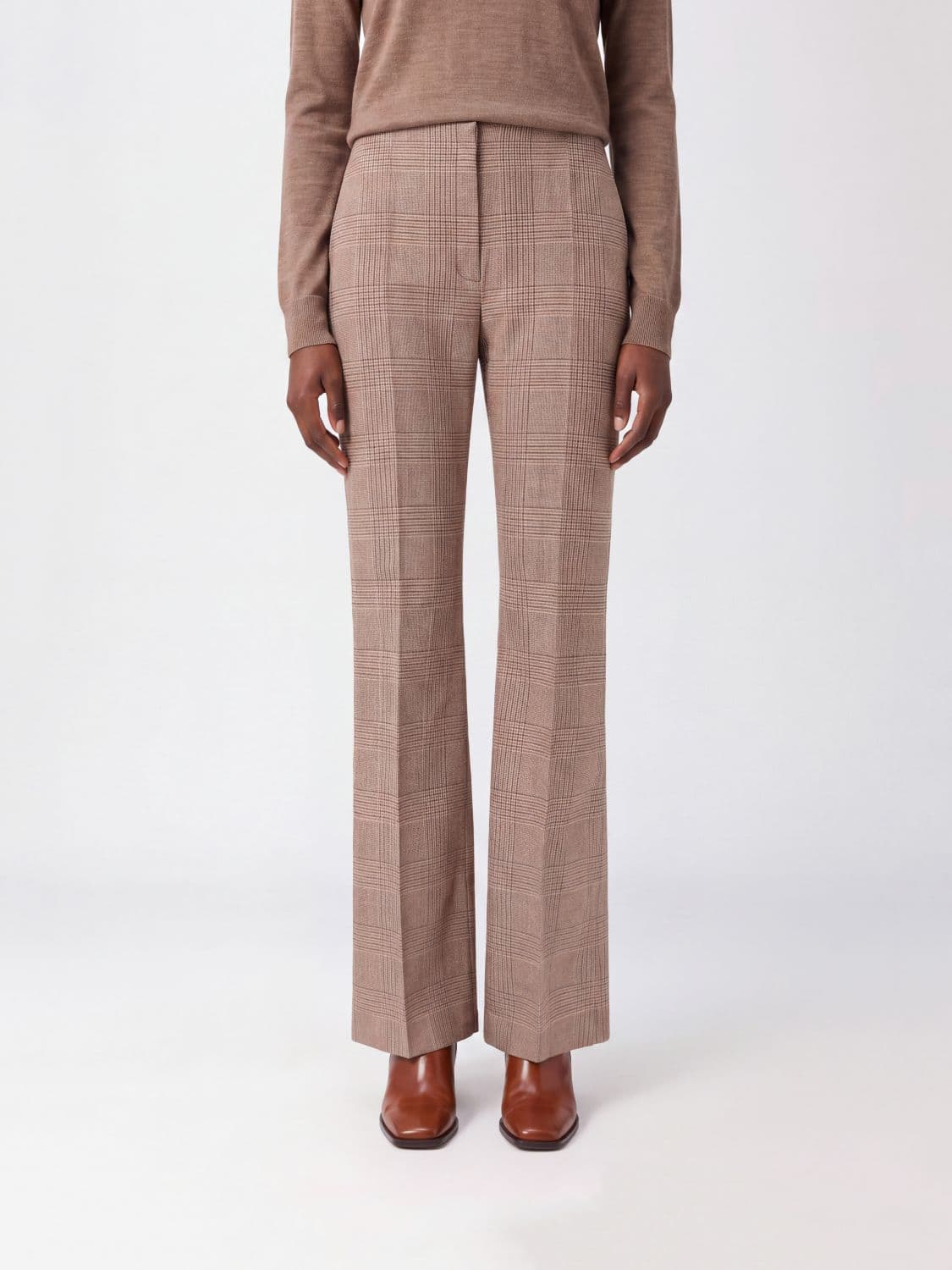 Max Mara Prince of Wales Check Wide-Leg Trousers in Virgin Wool