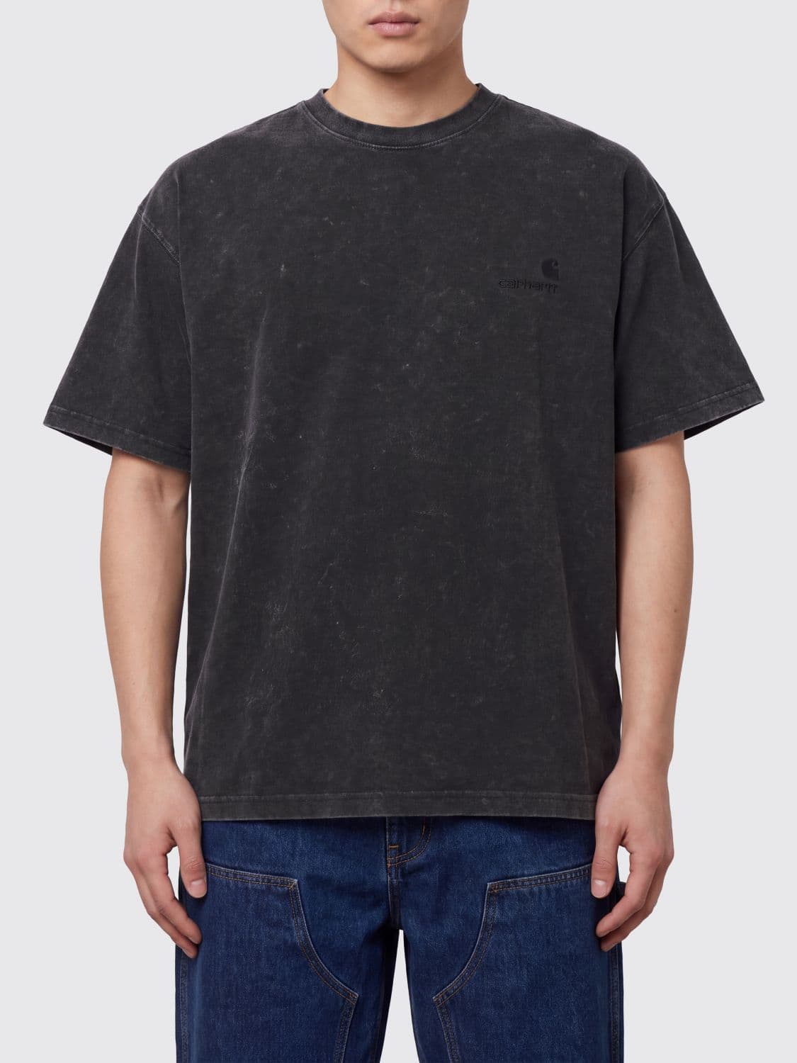Carhartt Wip Relaxed Fit Cotton T-Shirt with Tone-on-Tone Embroidered Logo