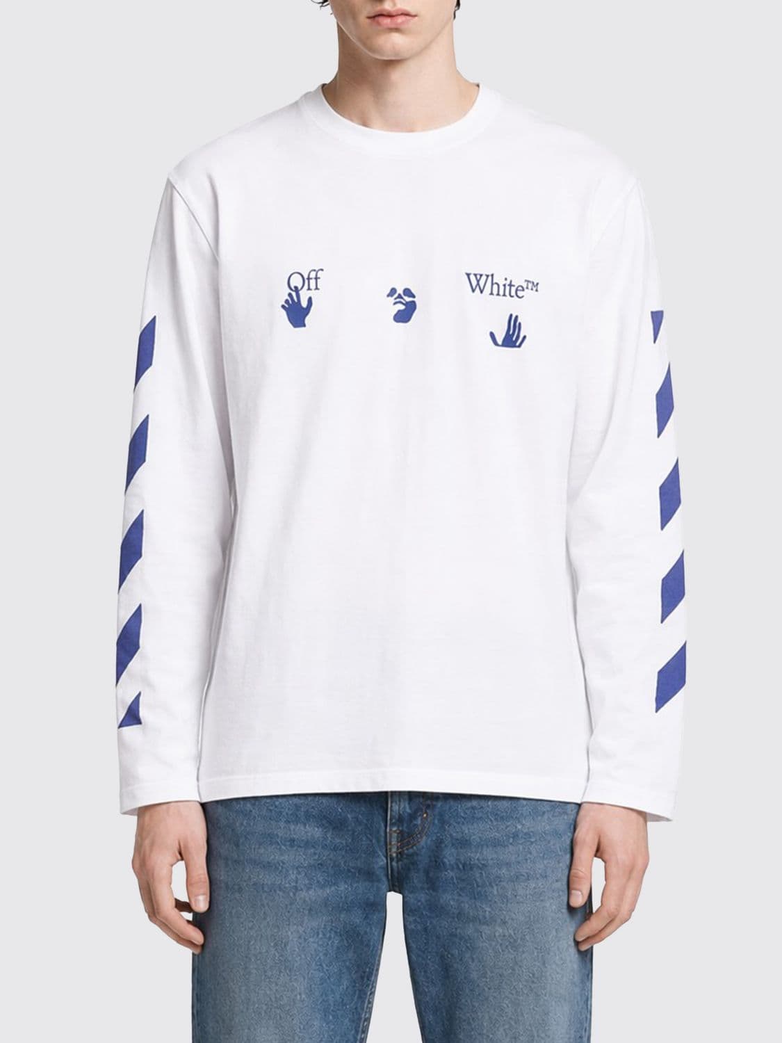 Off-White Arrow Logo Print Long-Sleeved Cotton T-shirt