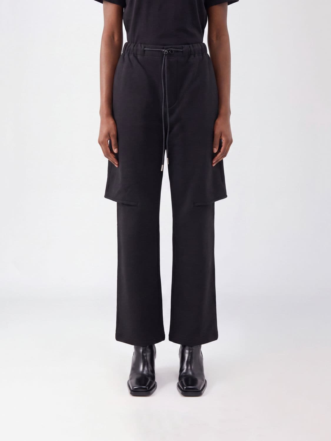 Sacai High-Waisted Asymmetrical Straight-Leg Cotton Trousers