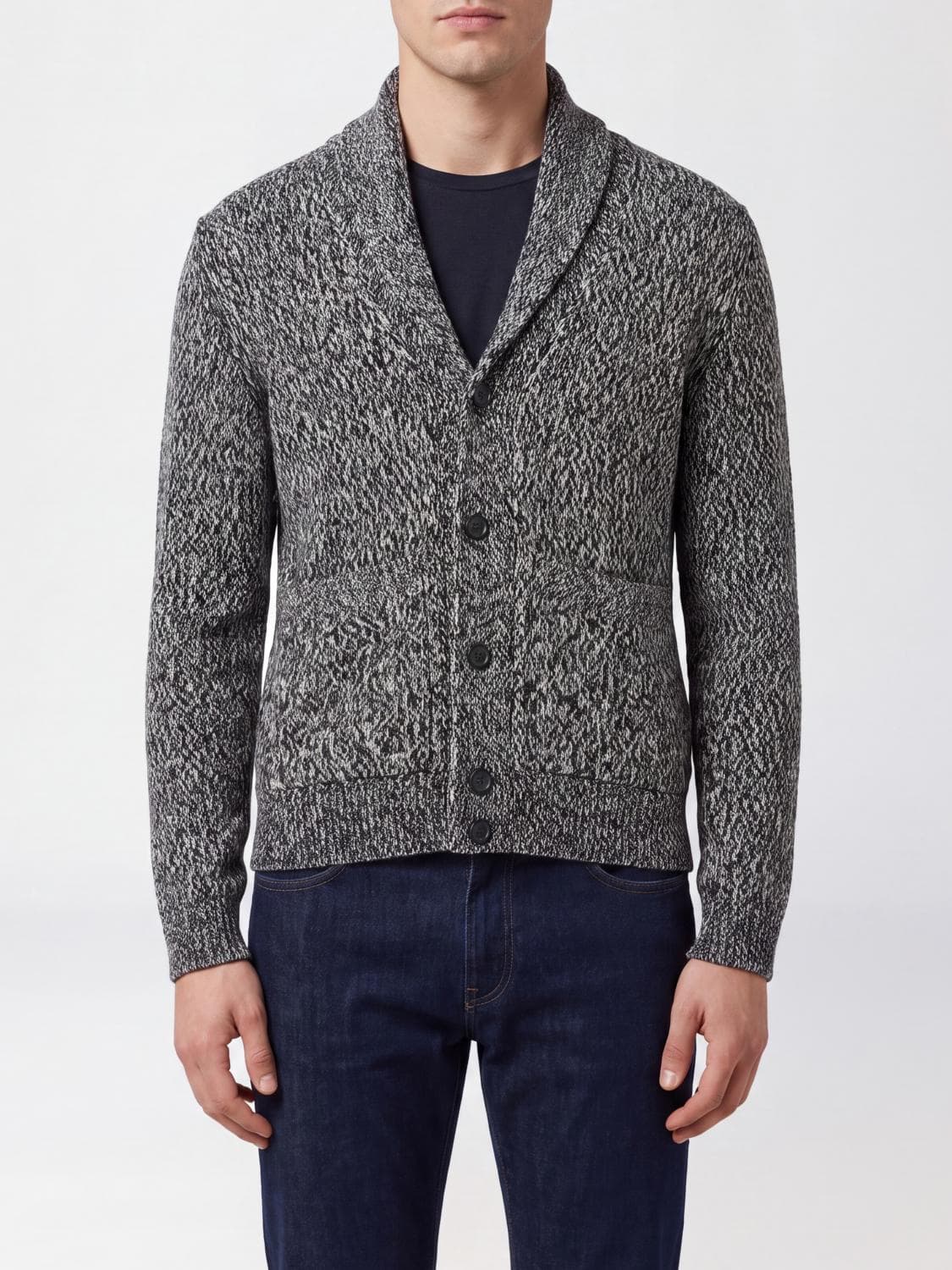 Brioni Shawl Collar Cardigan in Pure Wool with a Button Closure