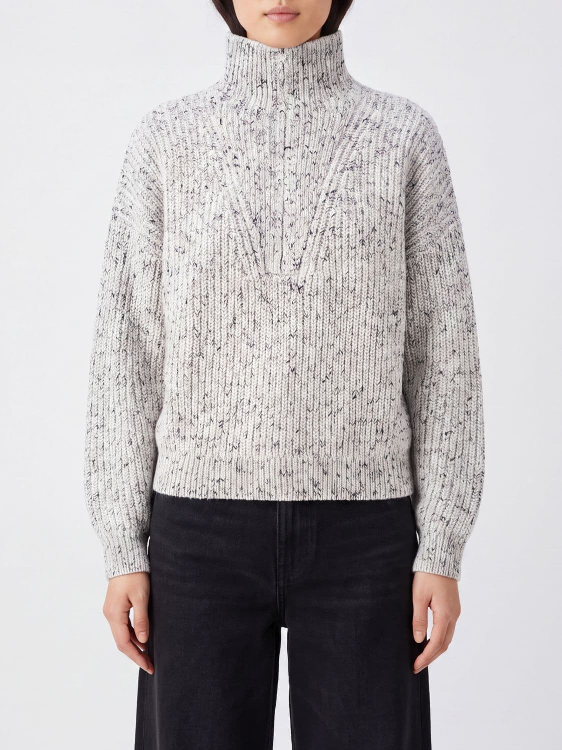 Isabel Marant Etoile Abstract Pattern Alpaca-Blend Half-Zip Turtleneck Jumper