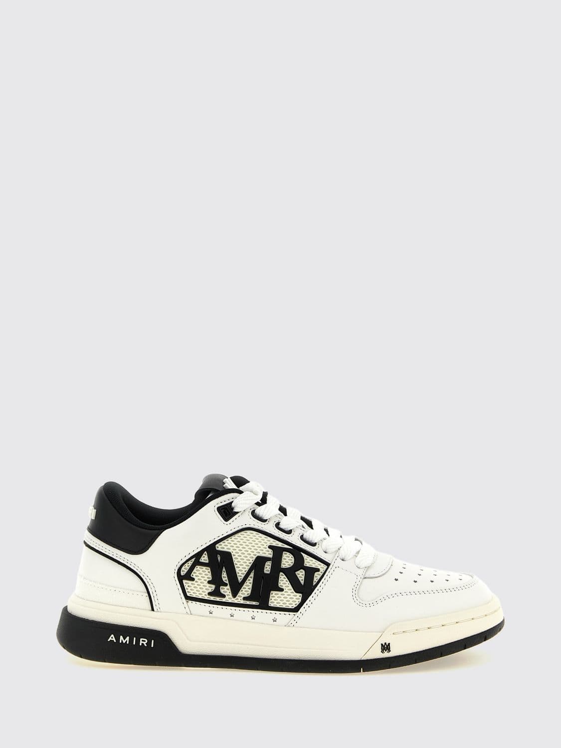 Amiri Leather Low-Top Sneakers with Perforated Toe and Lettering Logo