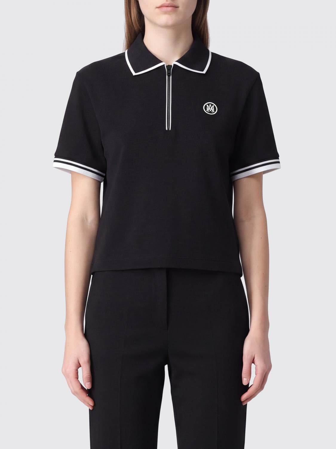 Amiri Cropped Polo in a Cotton Blend with Half-Zip and Contrast Trims