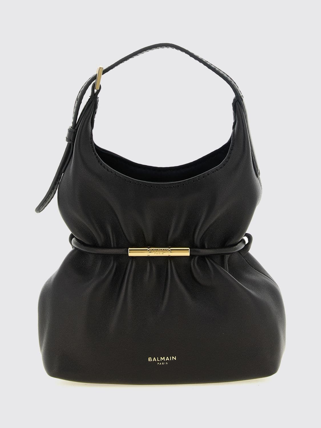 Balmain Sphynx Ruched Lambskin Mini Bag with Adjustable Handle · OS