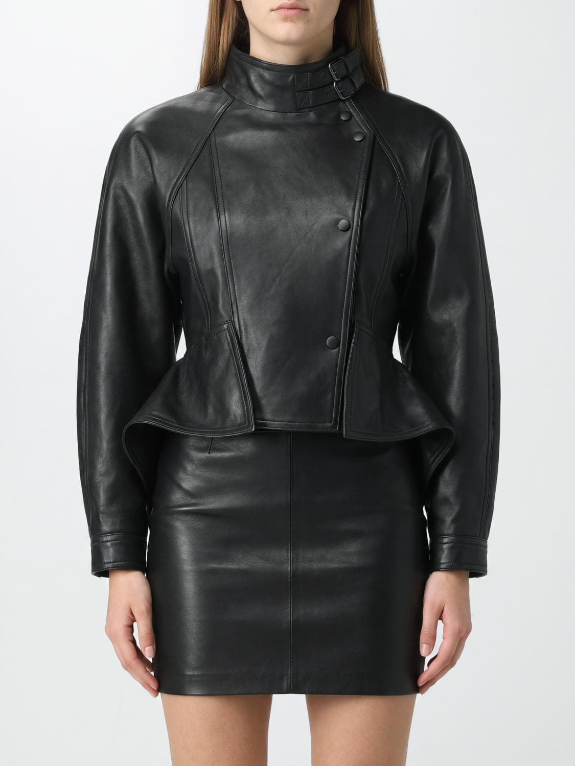 Balmain Lambskin Leather Biker Jacket with Asymmetrical Fastening