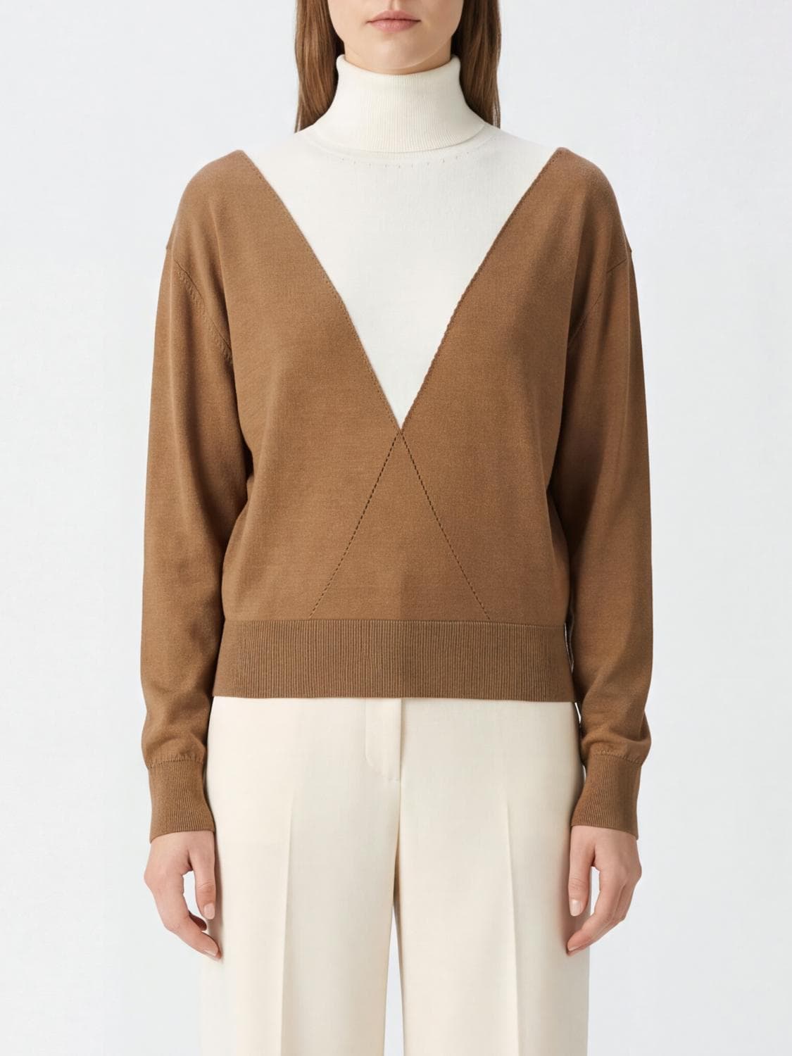 Rabanne Abstract Pattern Relaxed Fit Turtleneck in Virgin Wool and Silk