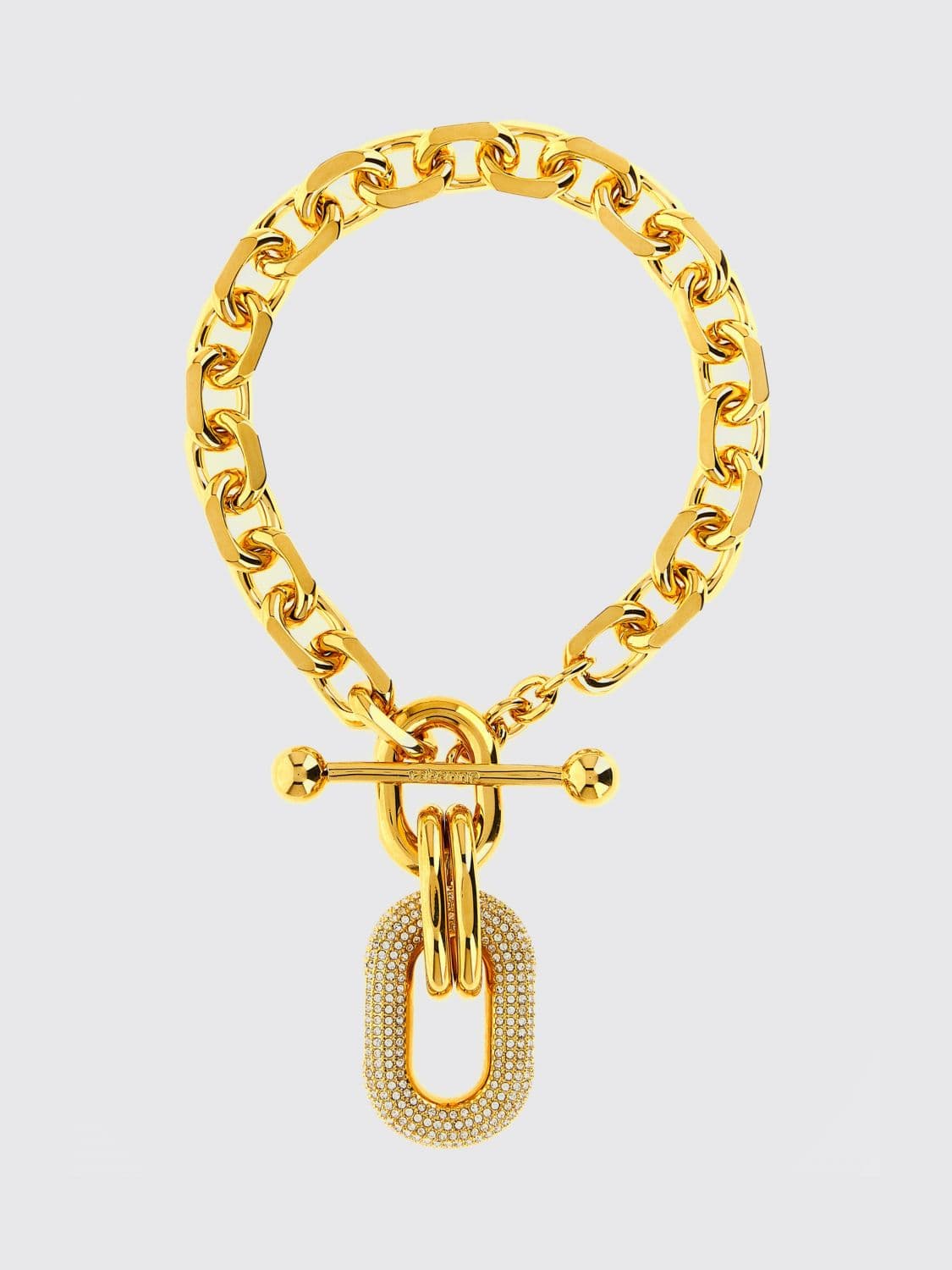 Rabanne Choker Necklace in Gold-Tone Brass with Crystals and Logo