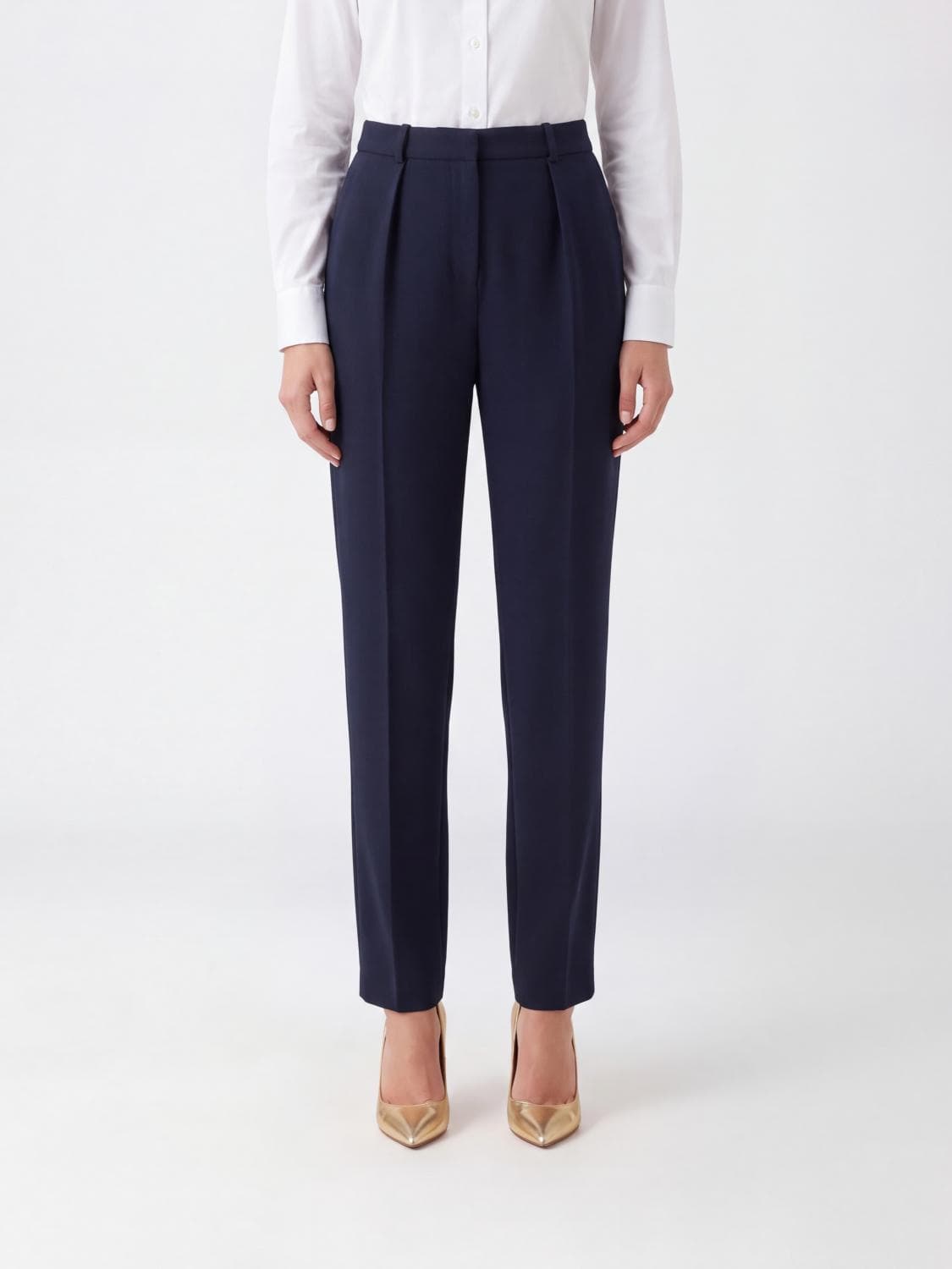 Elisabetta Franchi High-Waisted Straight Leg Tailored Crêpe Trousers