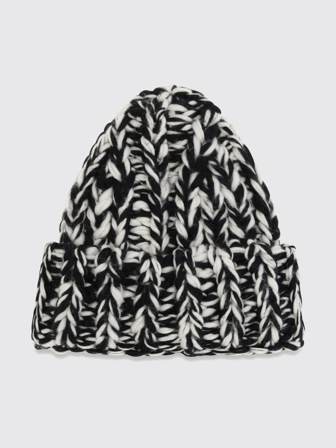 Ami Paris Bicolour Knit Wool Beanie with Cuffed Hem