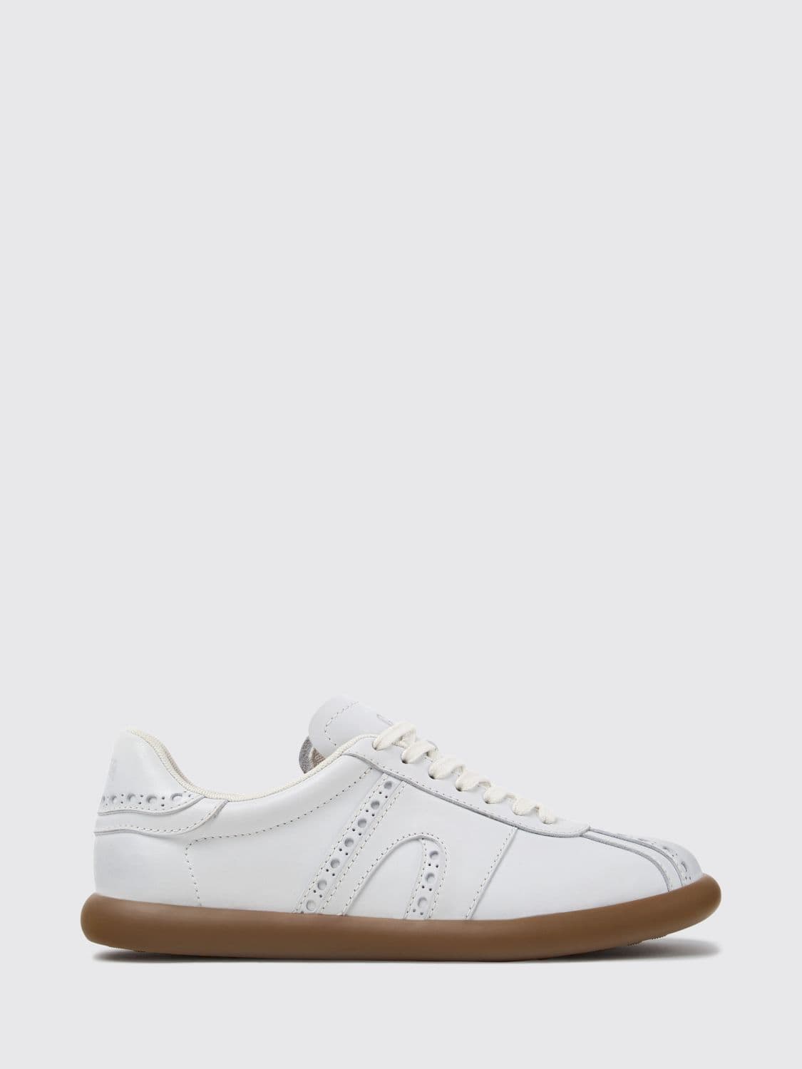 Camper Twins Brogue-Style Calfskin Leather Trainers with Embossed Logo
