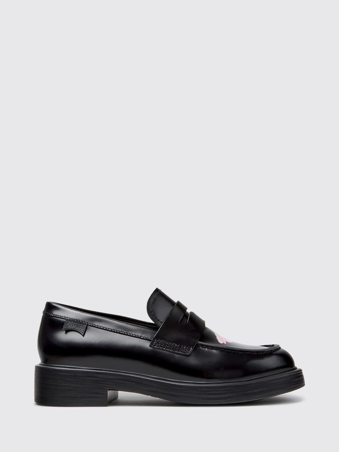 Camper Twins Penny Loafers in Floral Brushed Leather with an Extralight Sole
