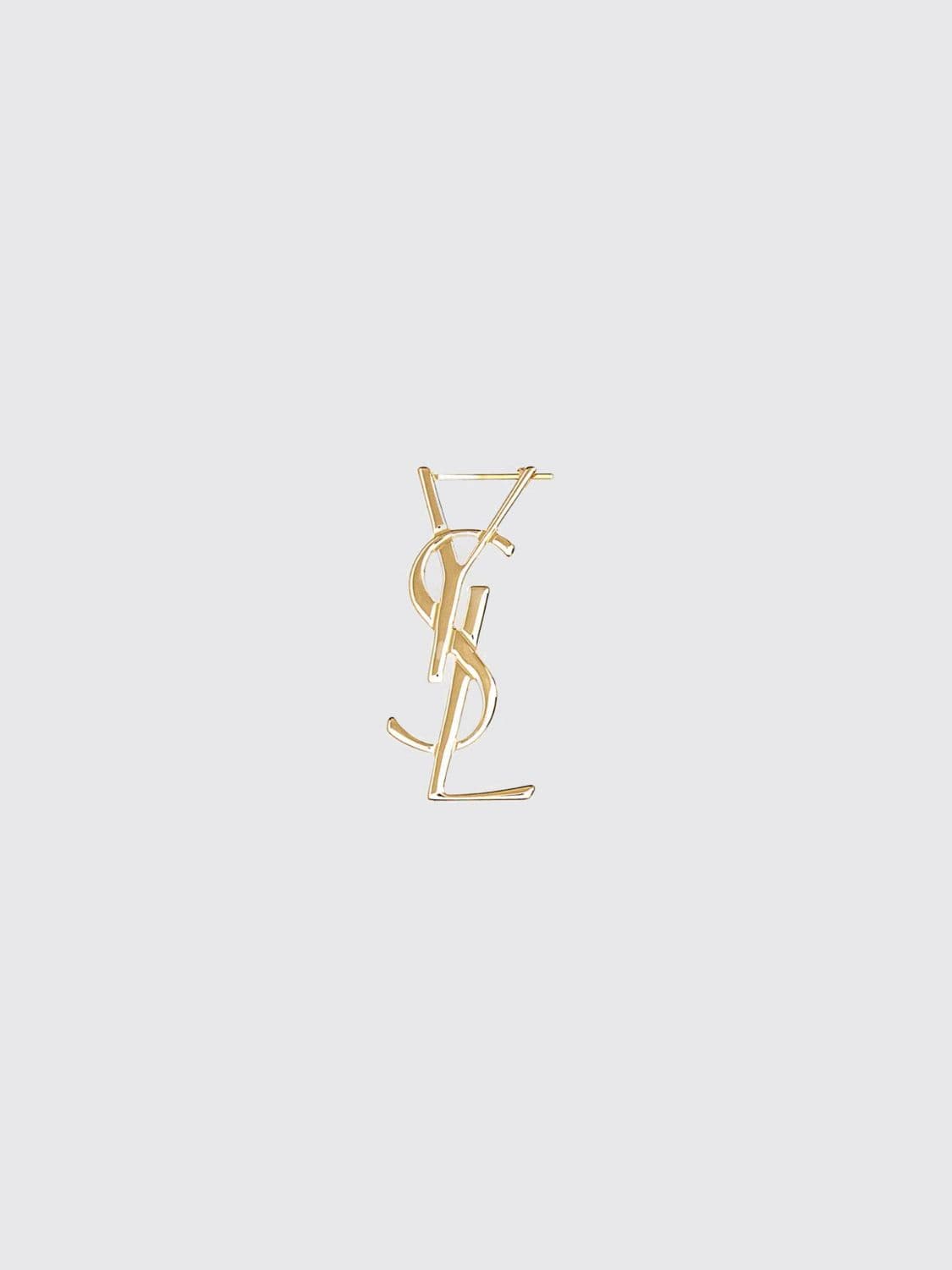 Saint Laurent Iconic YSL Monogram Brooch in Gold-Finish Brass · OS