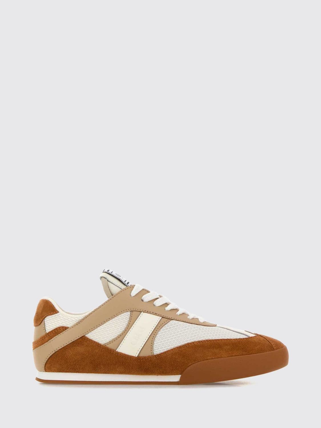 Chloé Kick Two-Tone Trainers in Leather, Suede and Mesh with Rubber Sole