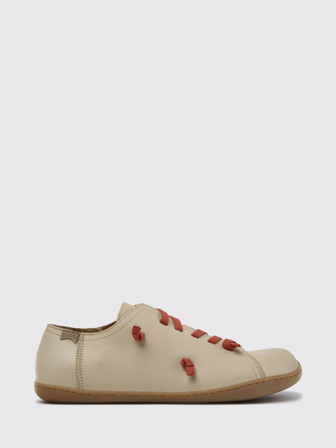 Camper Twins Leather Slip-On Trainers with Embroidery and Elastic Laces