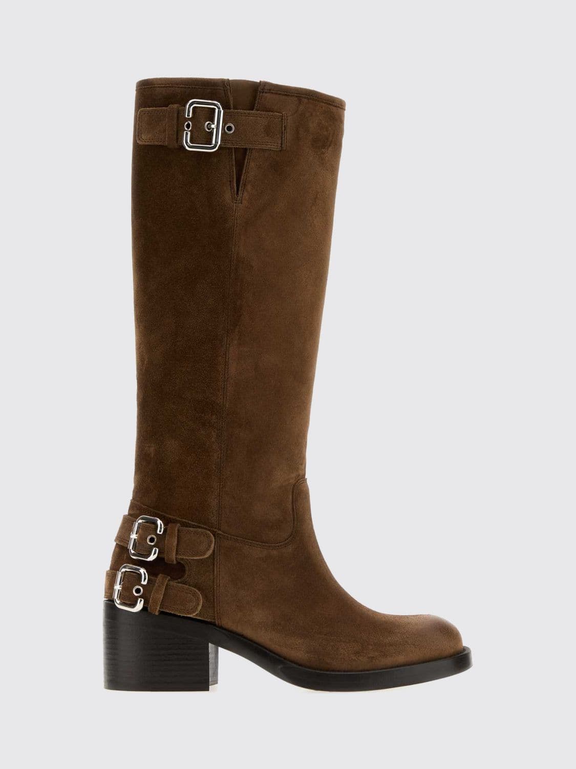 Chloé Dakota Knee-High Suede Calfskin Biker Boots