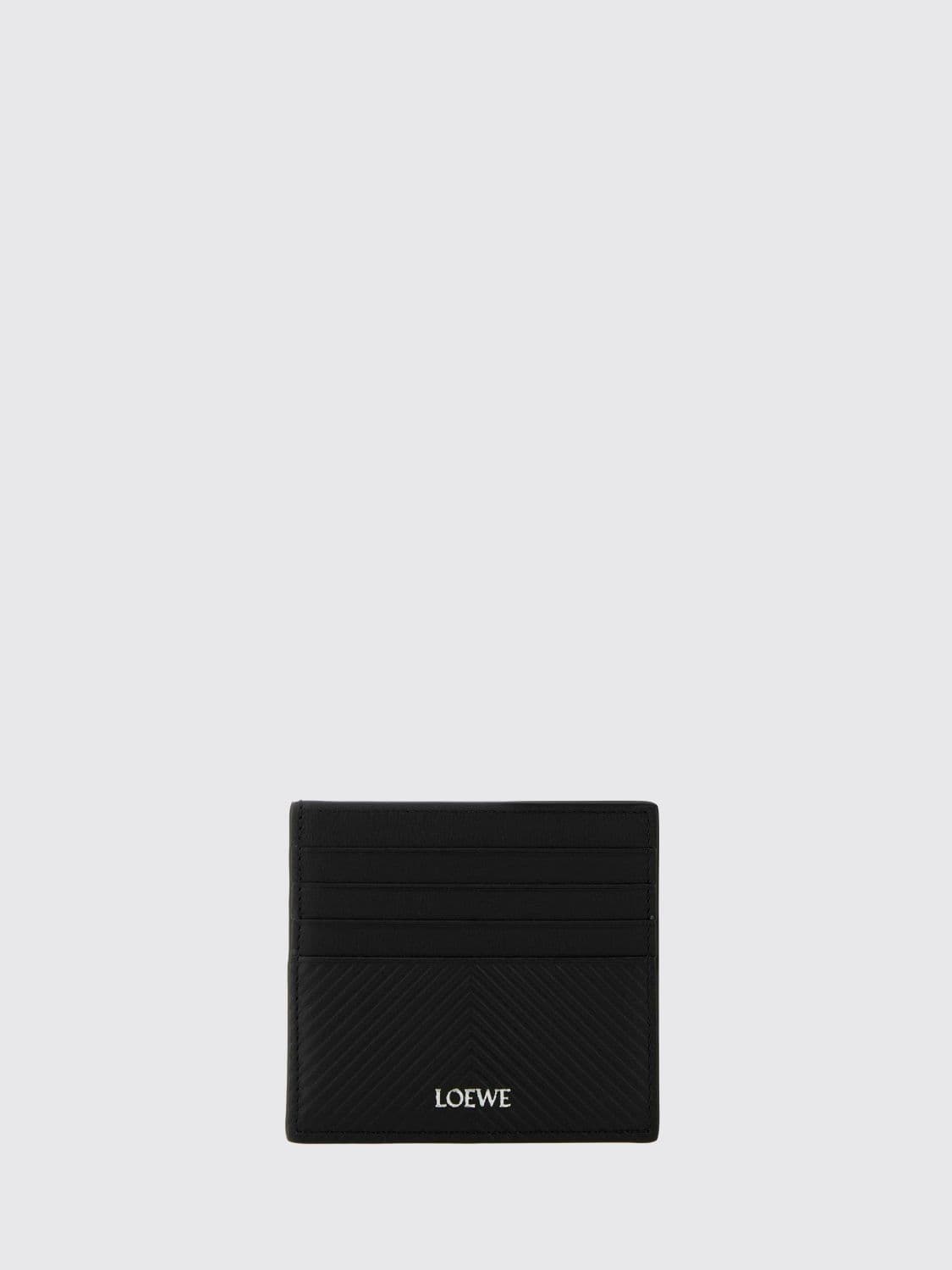 Loewe Leather Card Holder in Calfskin with a Chevron Pattern and Logo