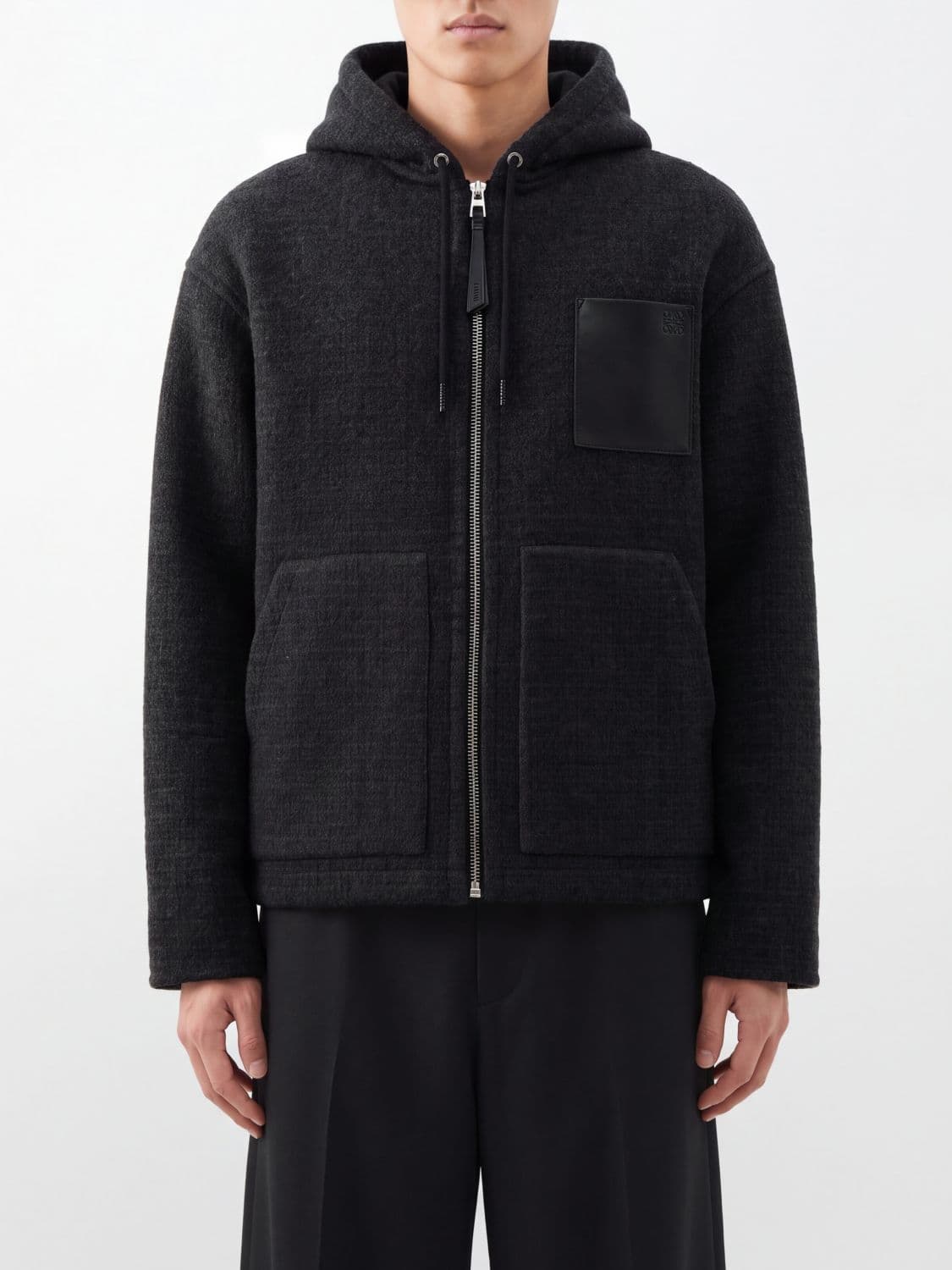 Loewe Hooded Fleece Jacket with Adjustable Drawstring and Zip Closure