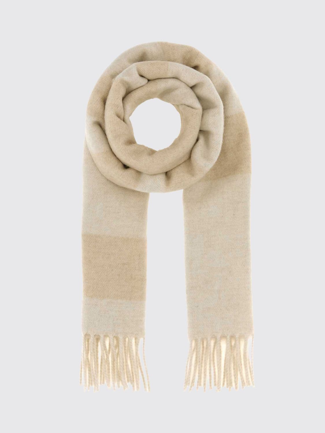 Loewe Classic Jacquard Logo Scarf in Pure Cashmere with Fringed Hems