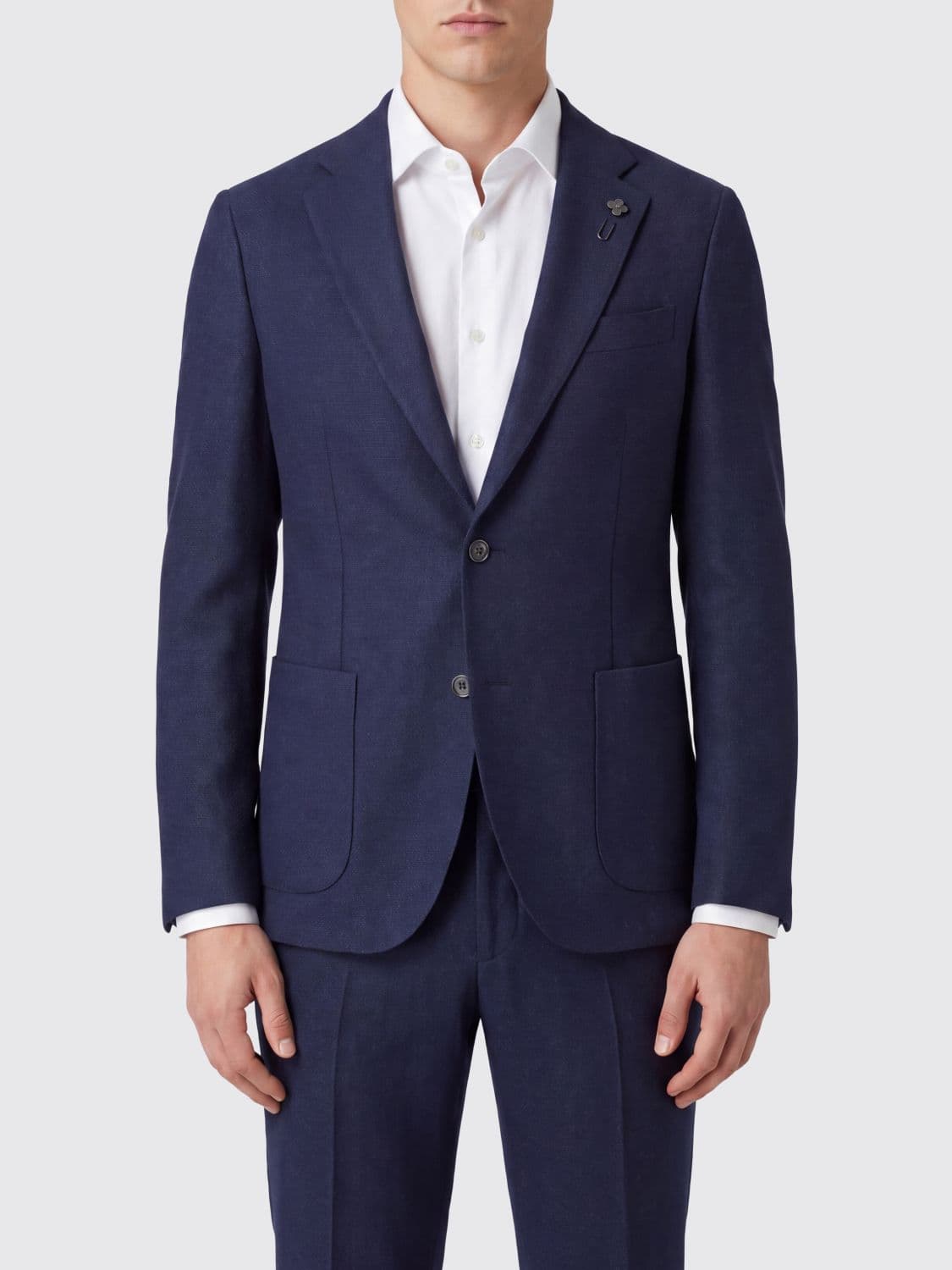 Lardini Single-Breasted Merino Wool Blazer with Two-Button Closure
