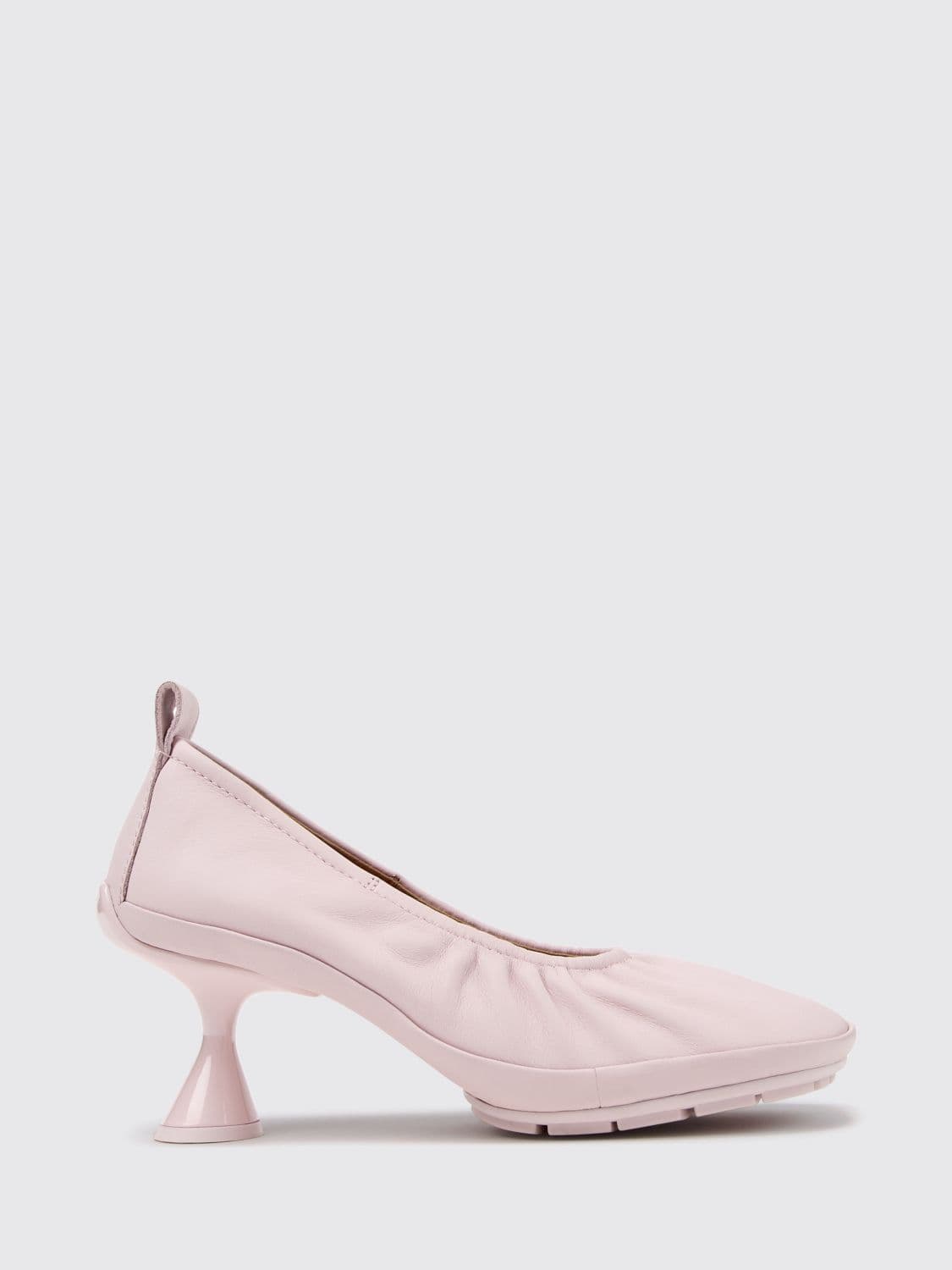 Camper Right Left Smooth Leather Pumps with Mid Spool Heel