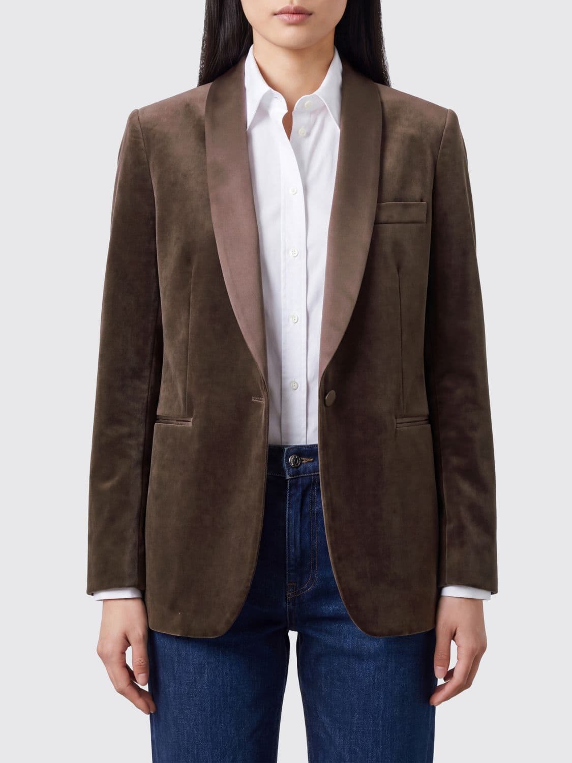 Lardini Short Single-Breasted Velvet Blazer with Satin Shawl Collar