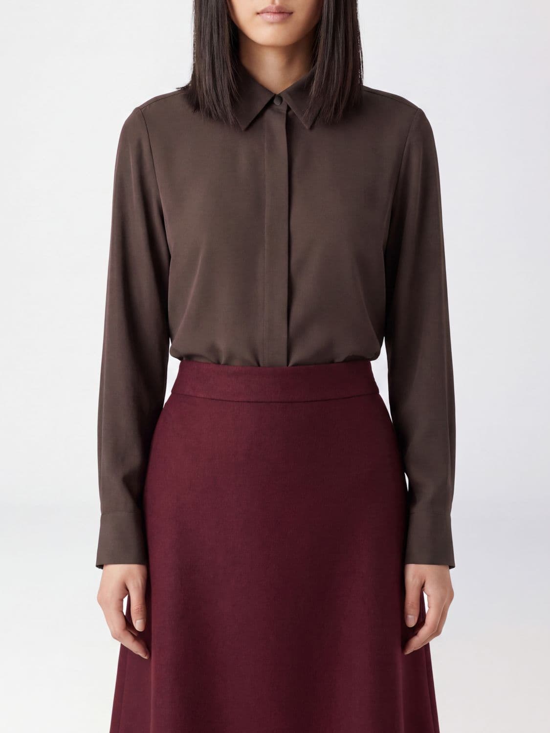 Lardini Classic Pure Silk Shirt with French Collar and Concealed Placket